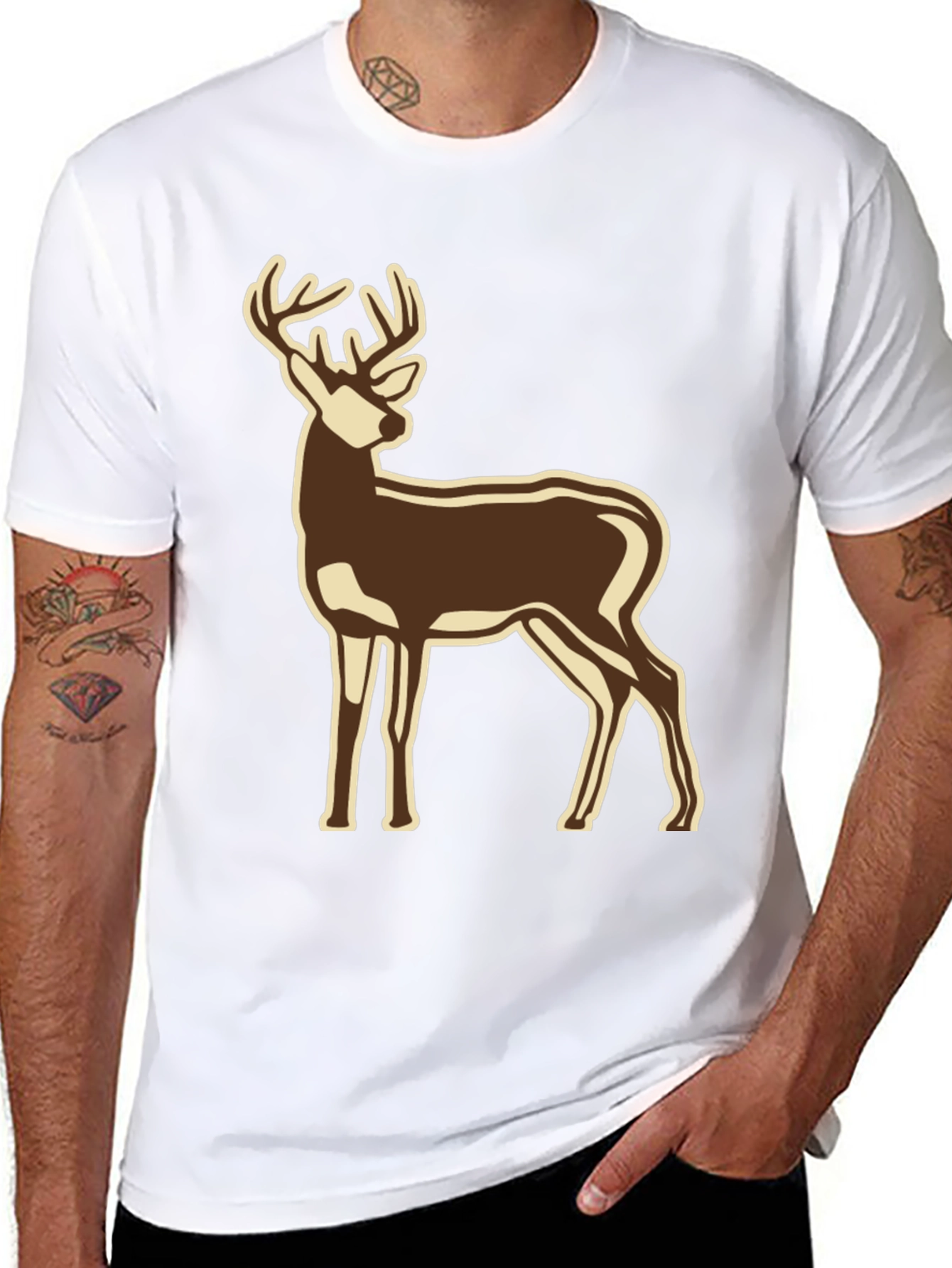 Black Deer Graphic Black T-Shirt view 8
