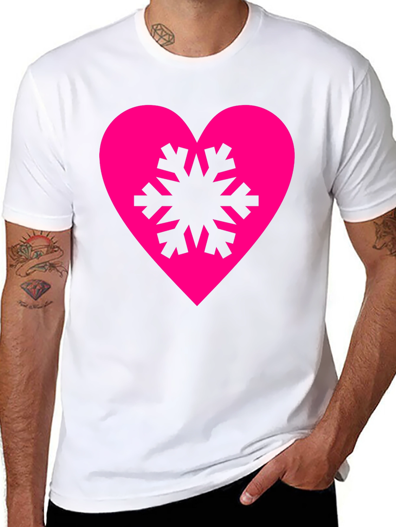 Black Heart Snowflake Graphic Tee - Stylish Black T-Shirt view 8