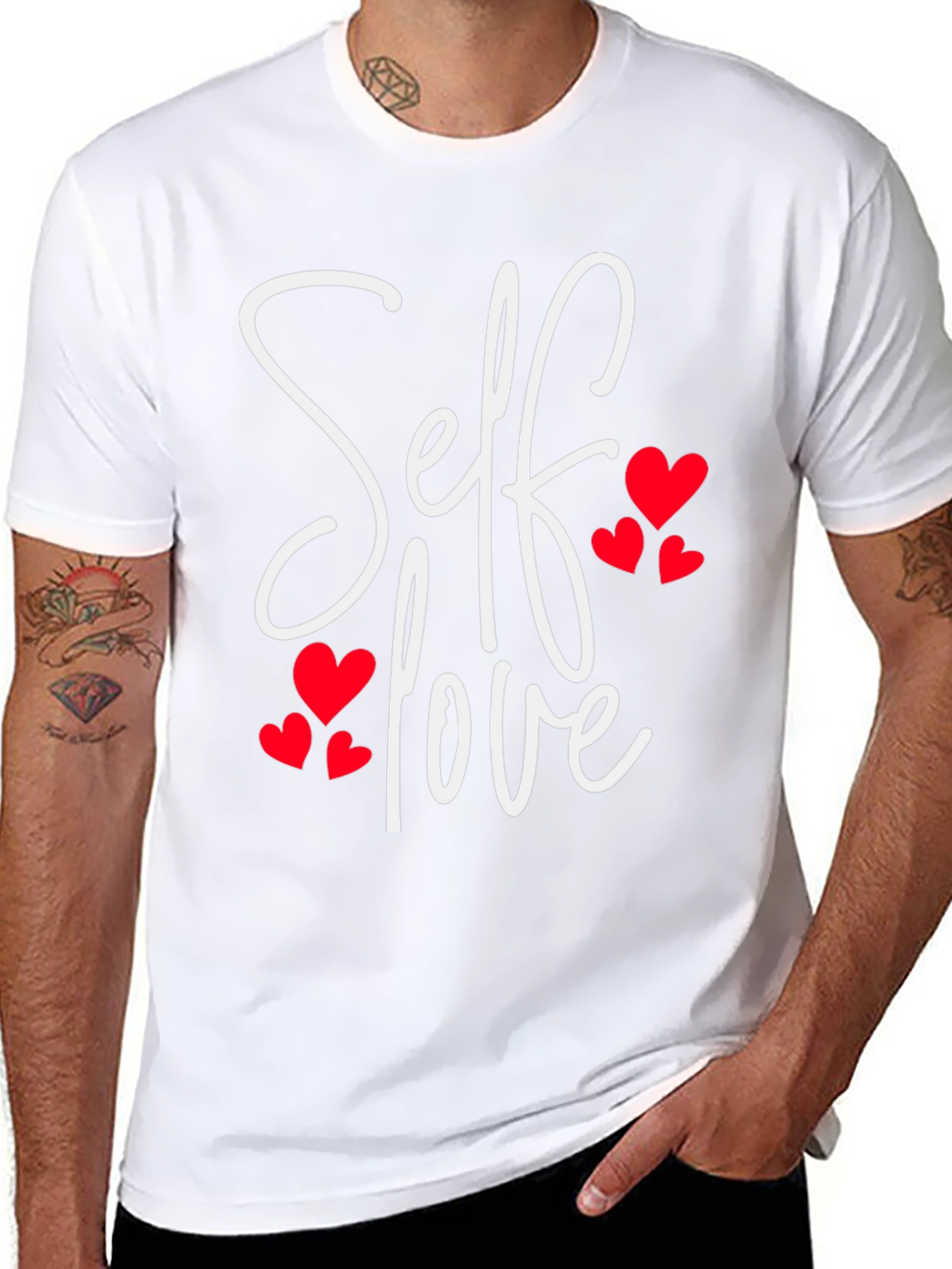 Black Self Love Heart Tee - Black Casual T-Shirt view 8