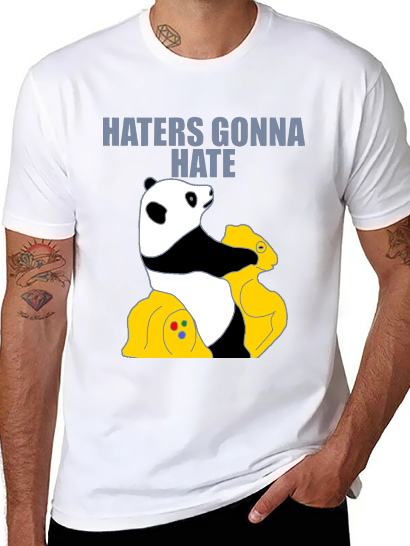 Black Haters Gonna Hate Panda T-Shirt - Gamer Style view 8