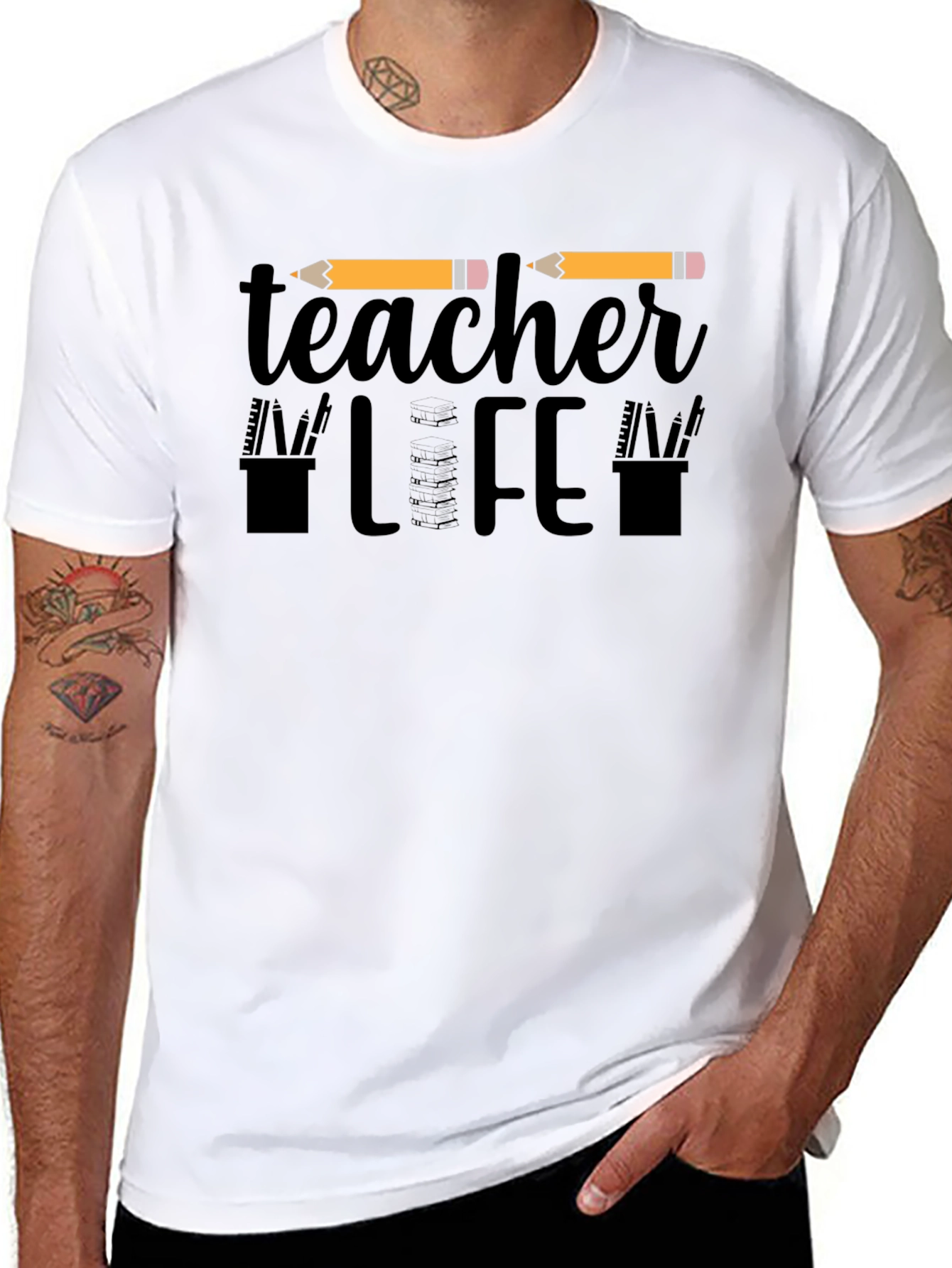 Black Teacher Life Graphic Tee - Black Unisex T-Shirt view 8