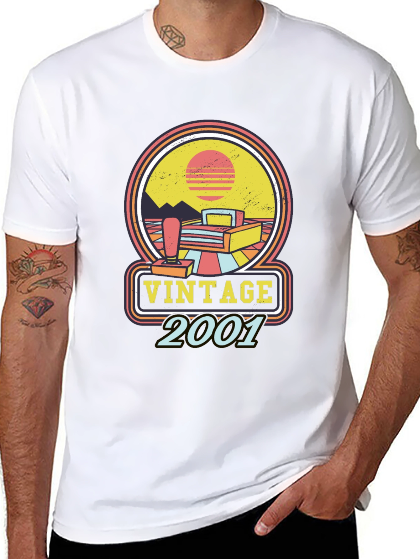 Black Vintage 2001 Gamer T-Shirt - Retro Style view 8