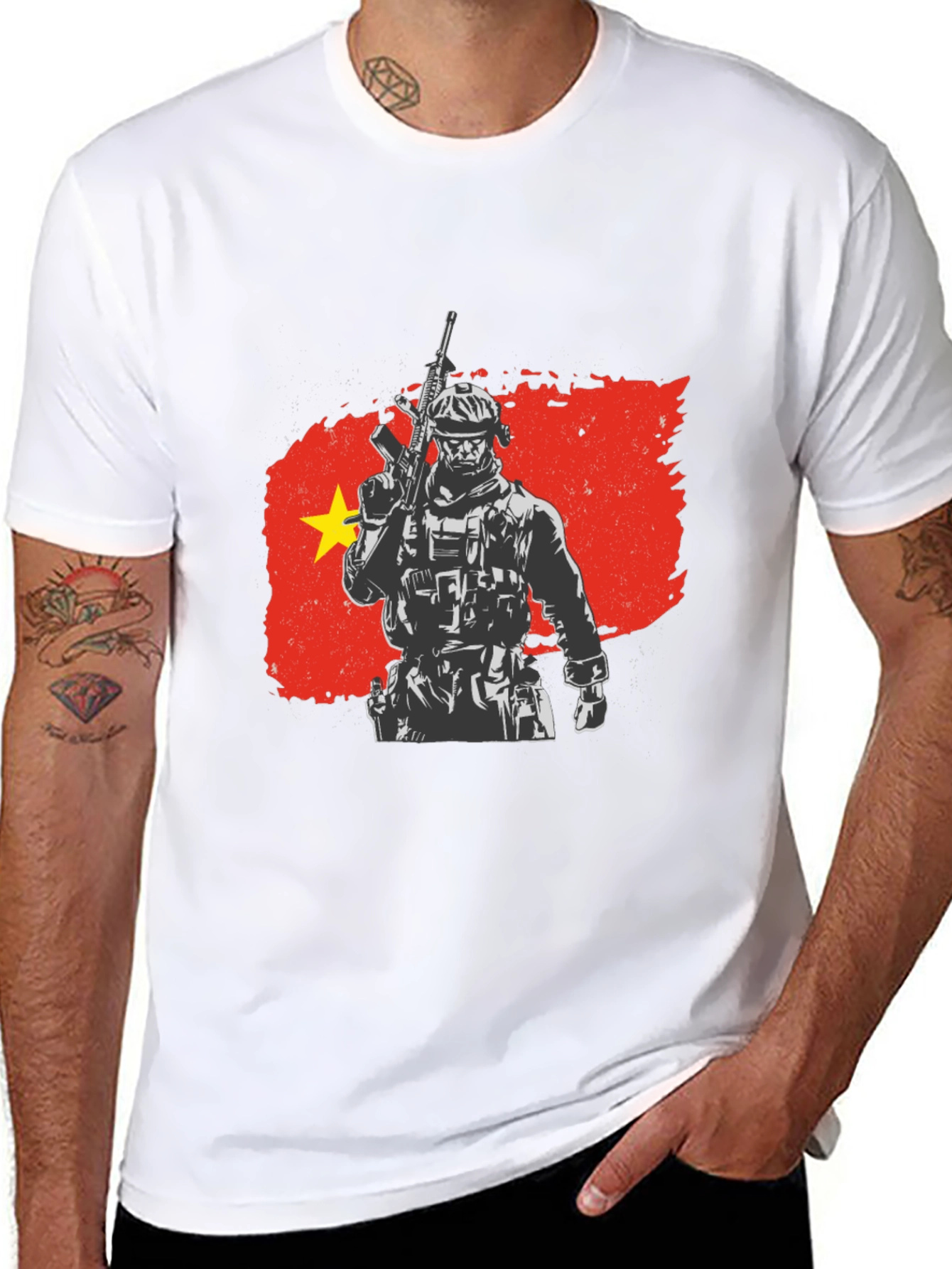 Black Vietnam Soldier Graphic Tee - Black view 8