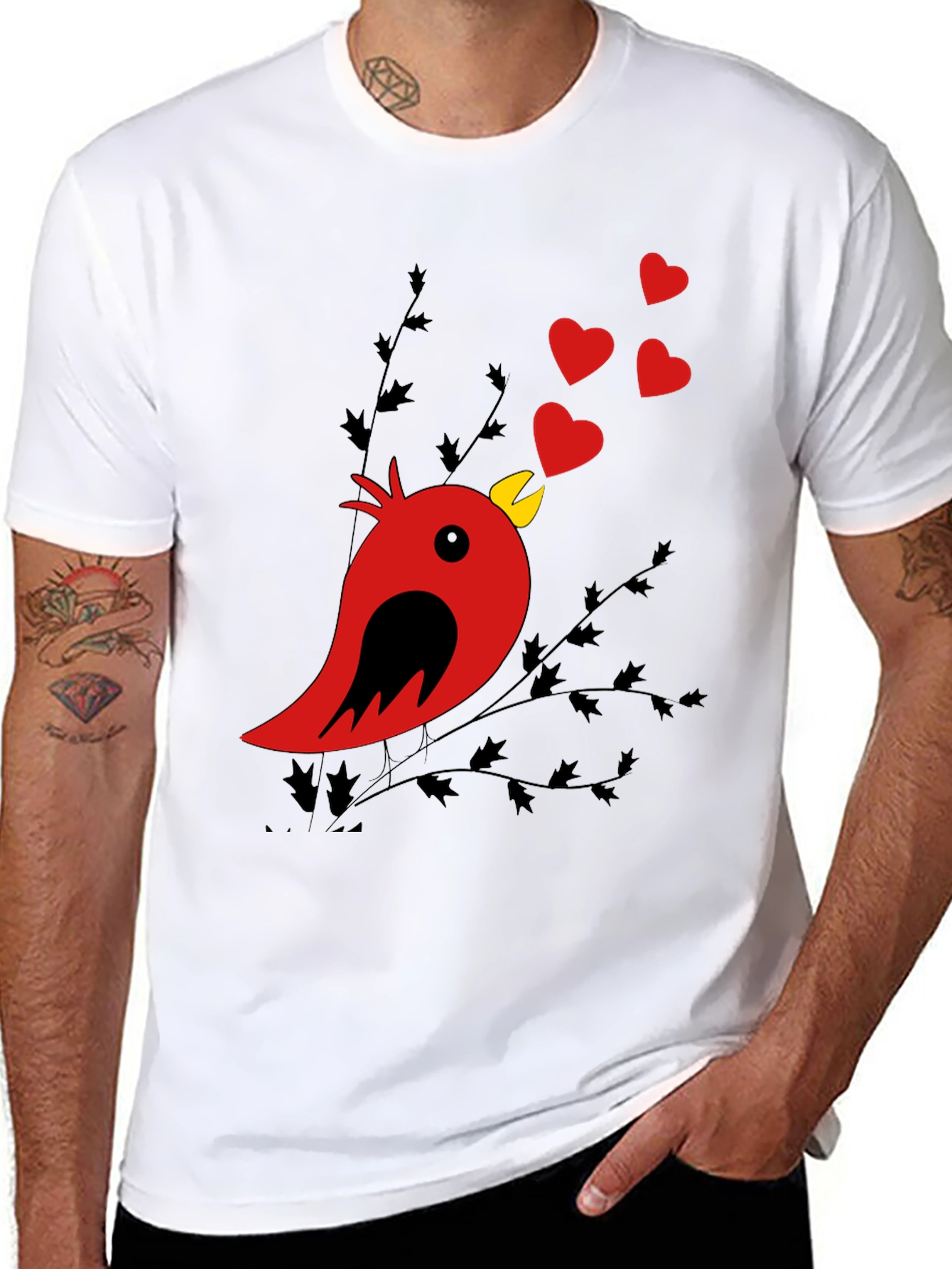 Black Heart Song Bird T-Shirt - Love in the Air view 8