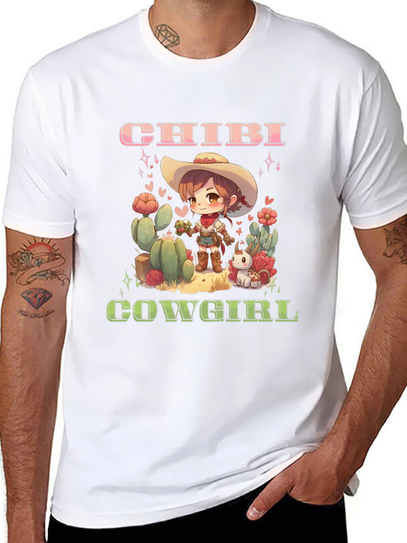 Chibi Cowgirl Graphic Tee - Western Style T-Shirt - 8