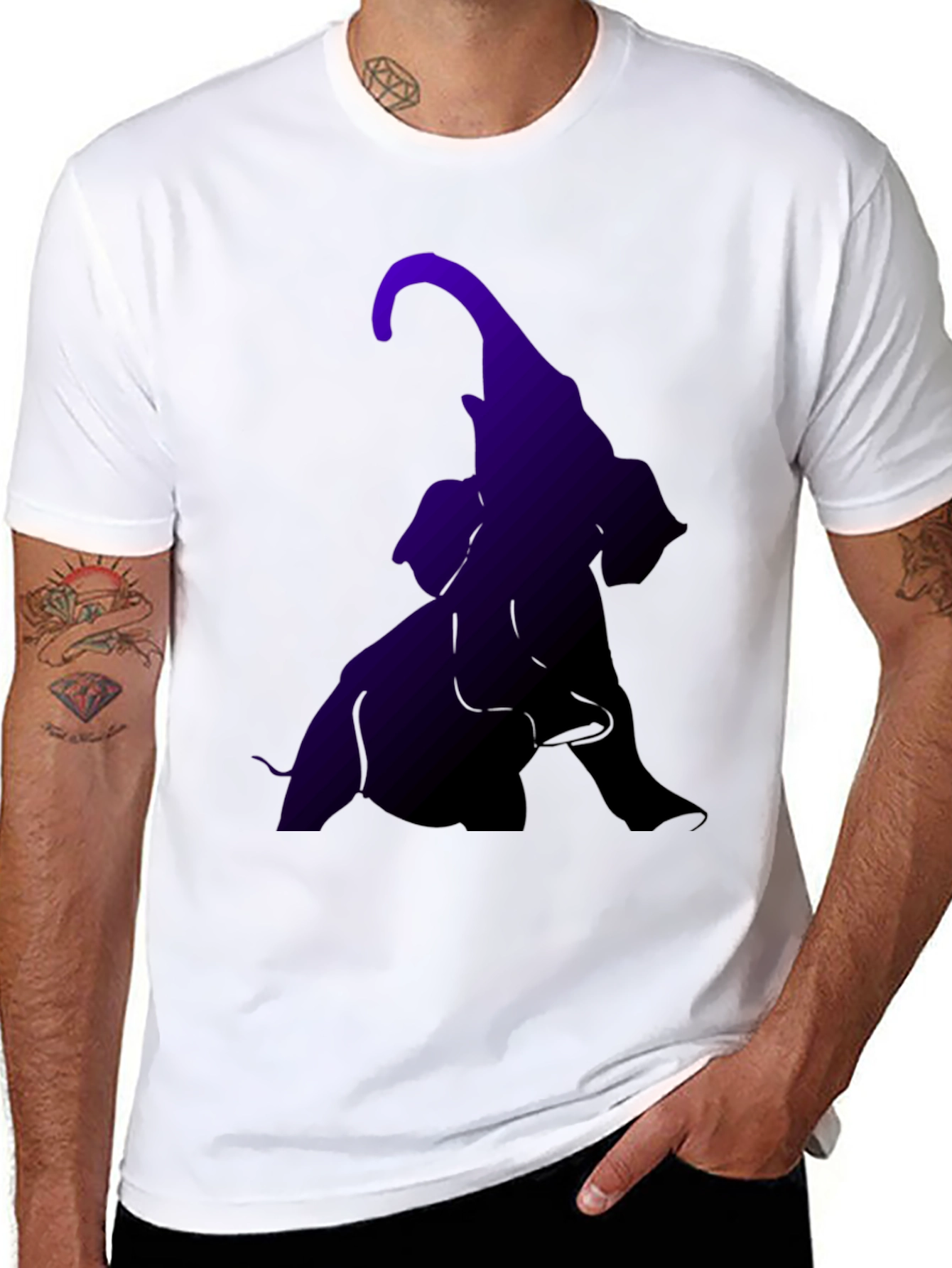 Black Elephant Silhouette Graphic Tee - Black view 8