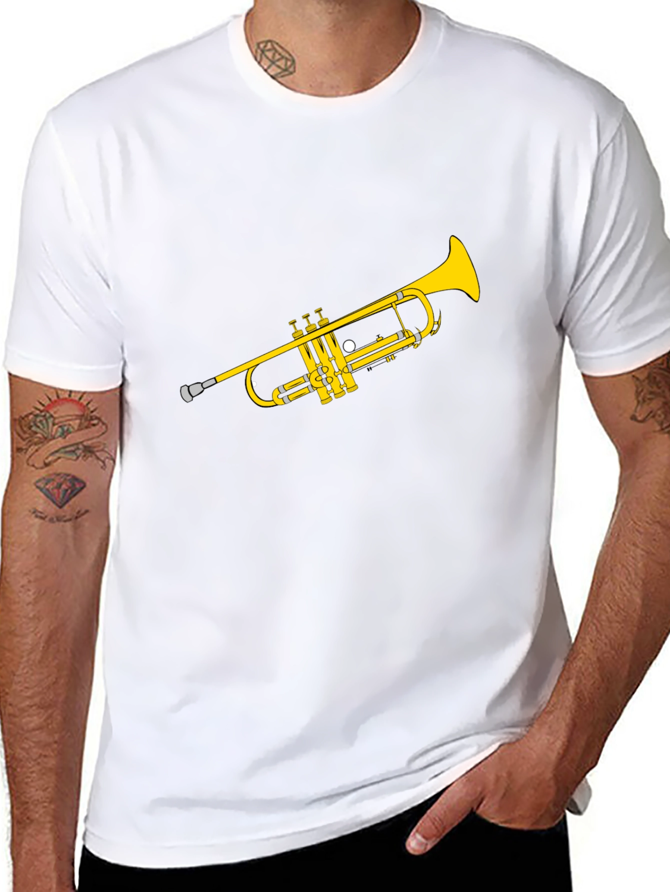 Trumpet Graphic Tee - Black Cotton Shirt - 8