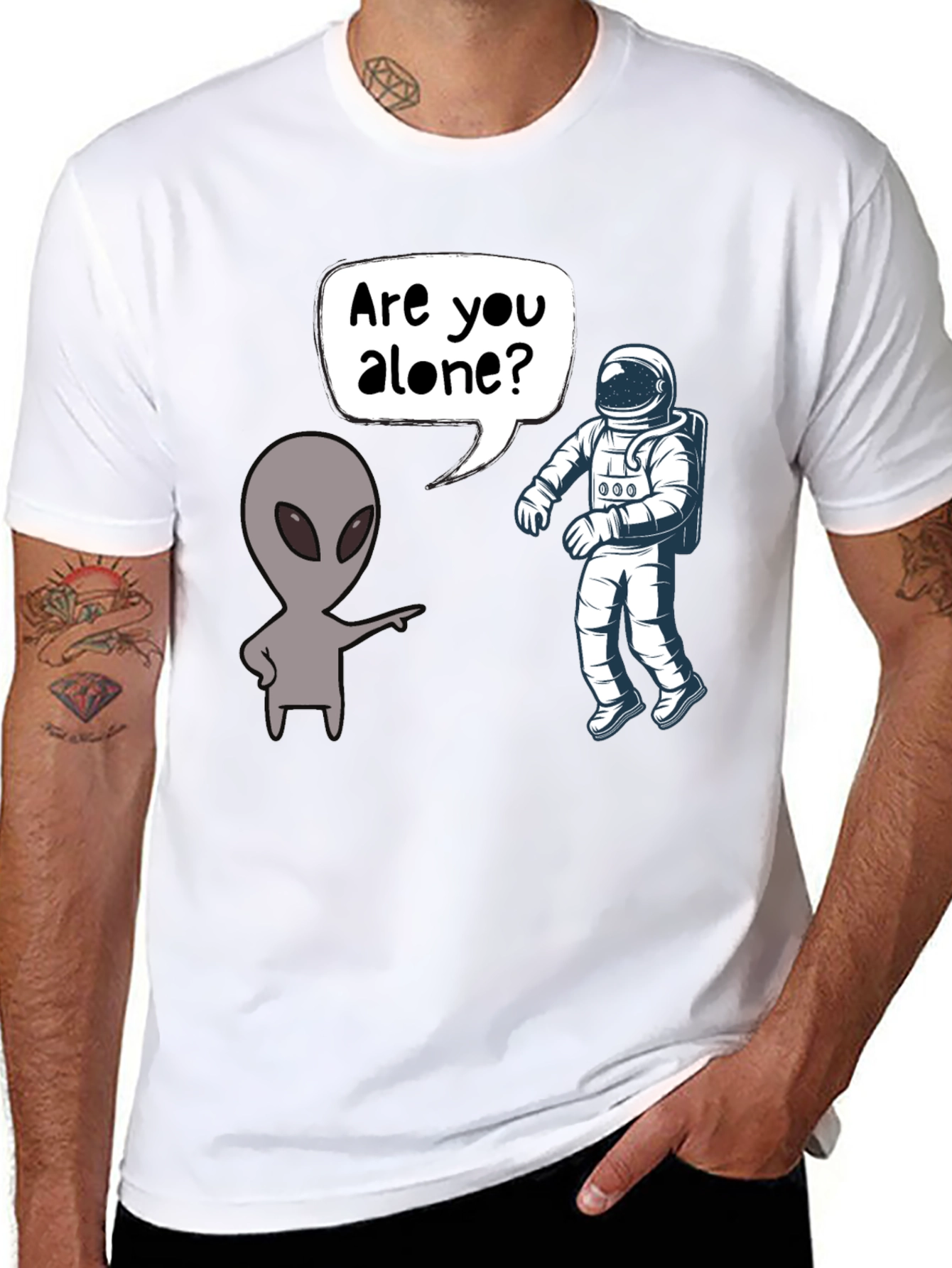 Black Alien & Astronaut T-Shirt - Are You Alone? view 8