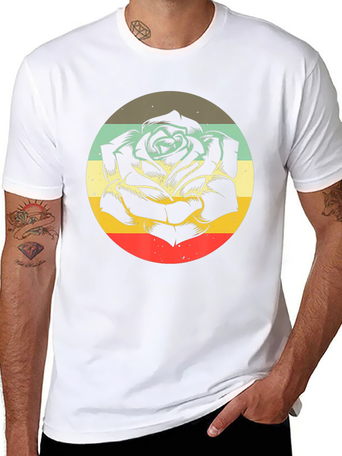 Black Retro Rose Graphic T-Shirt - Black view 8