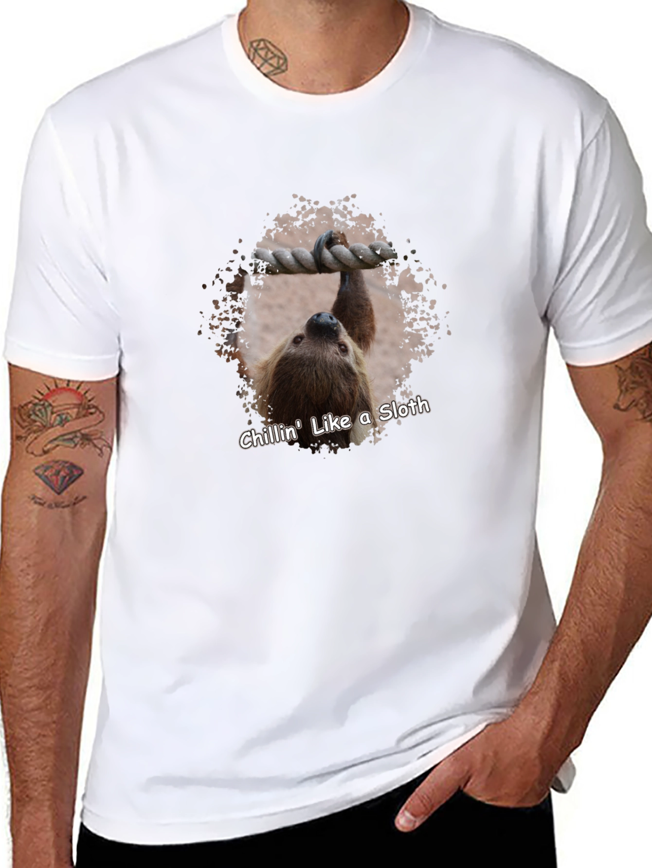 Black Chillin' Sloth Graphic T-Shirt - Hang Loose! view 8