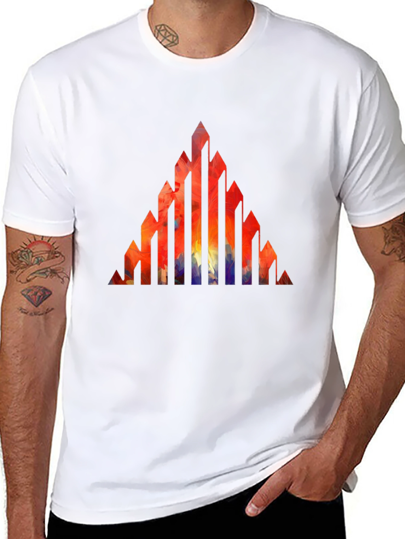 Black Abstract Geometric Peak T-Shirt view 8