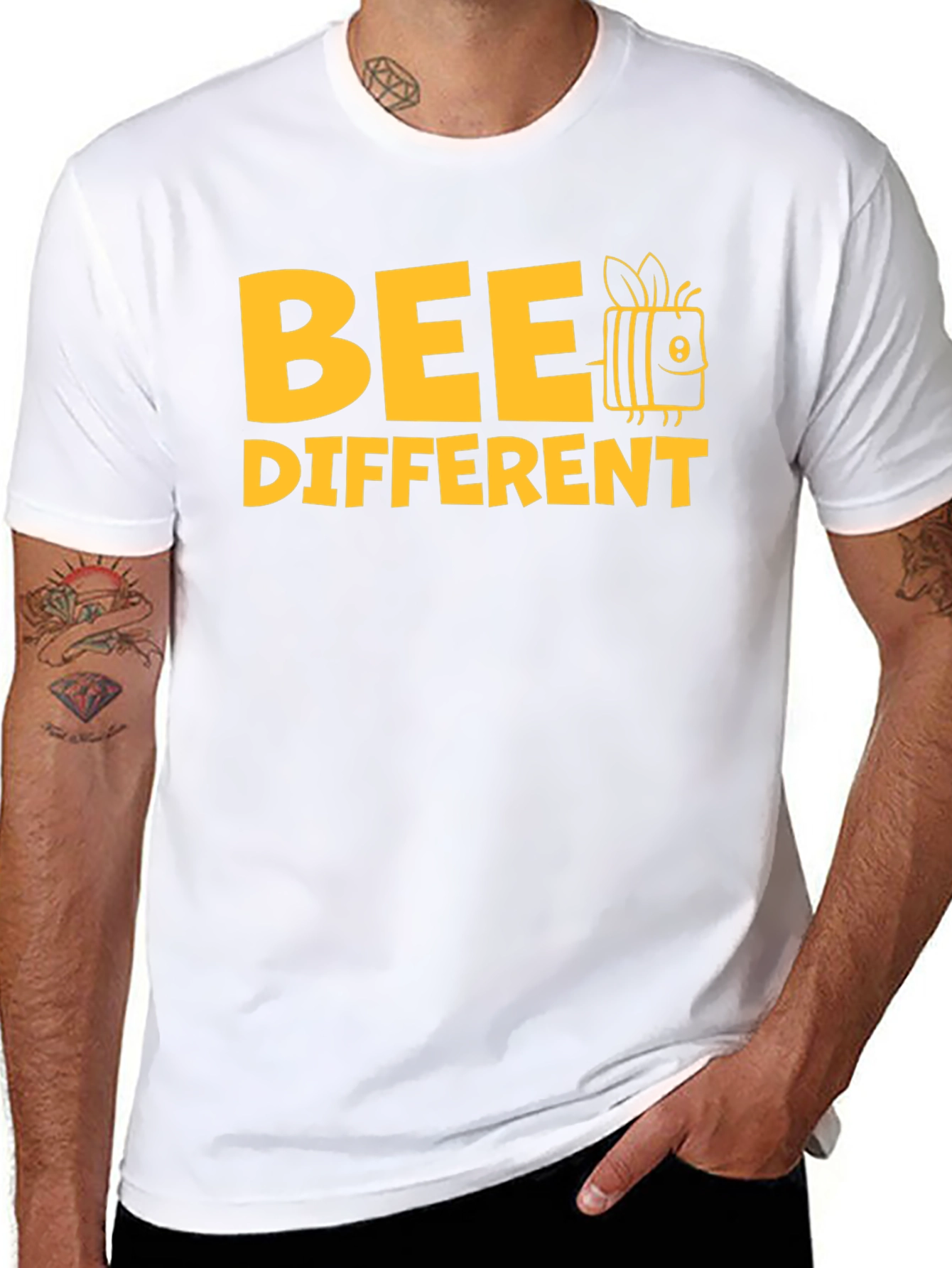 Black Bee Different Graphic Tee - Black Cotton Shirt view 8