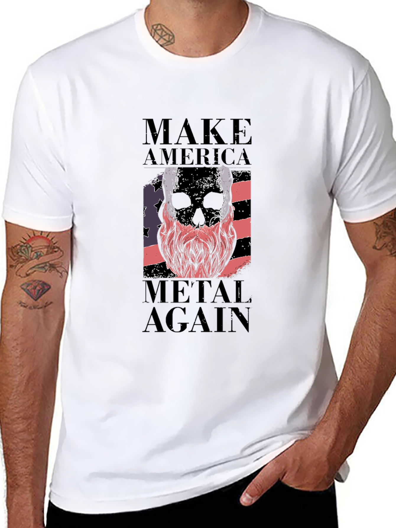 Black Make America Metal Again Skull T-Shirt view 8