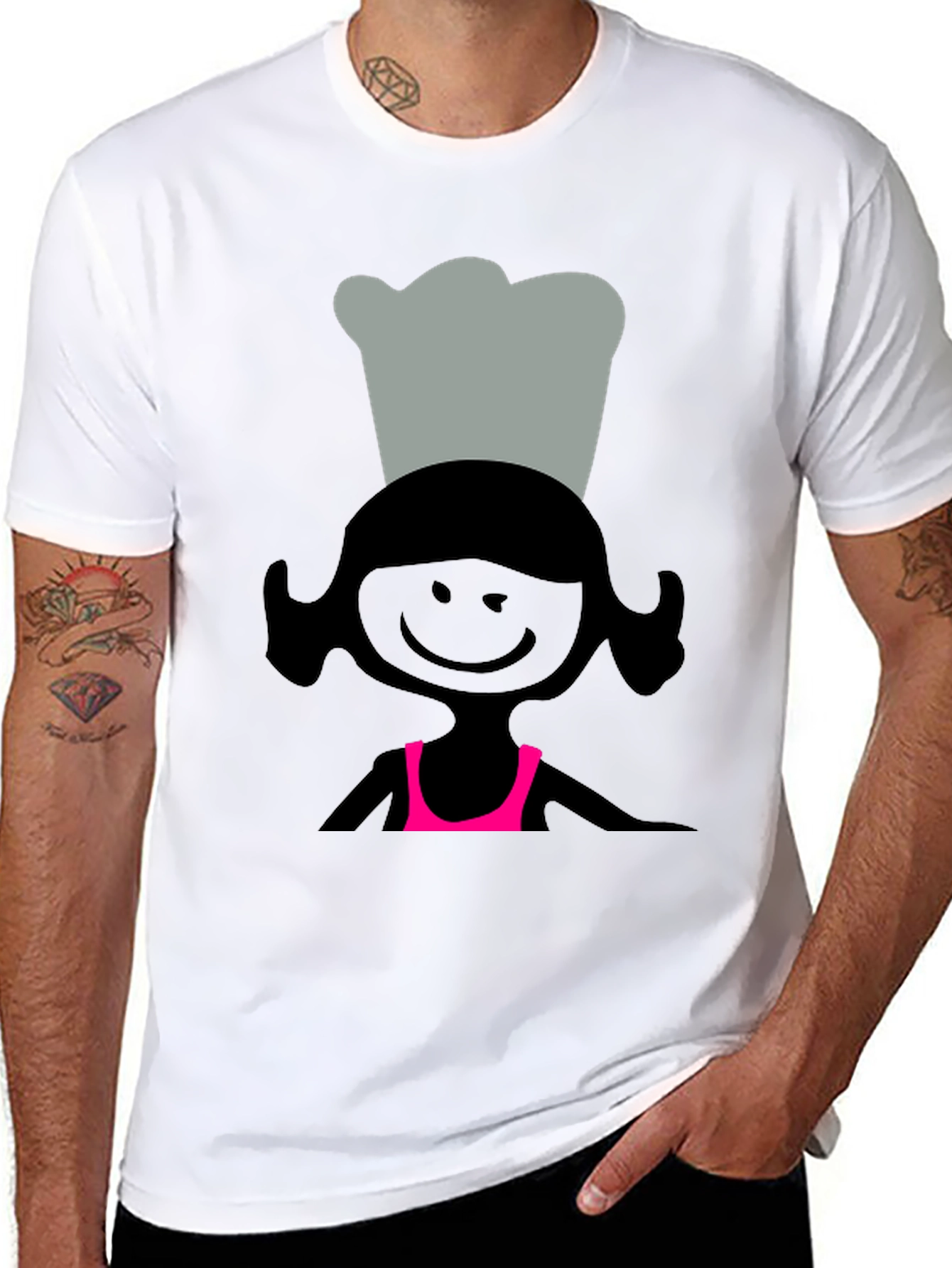 Black Chef Girl Graphic T-Shirt - Unisex Cotton Tee view 8