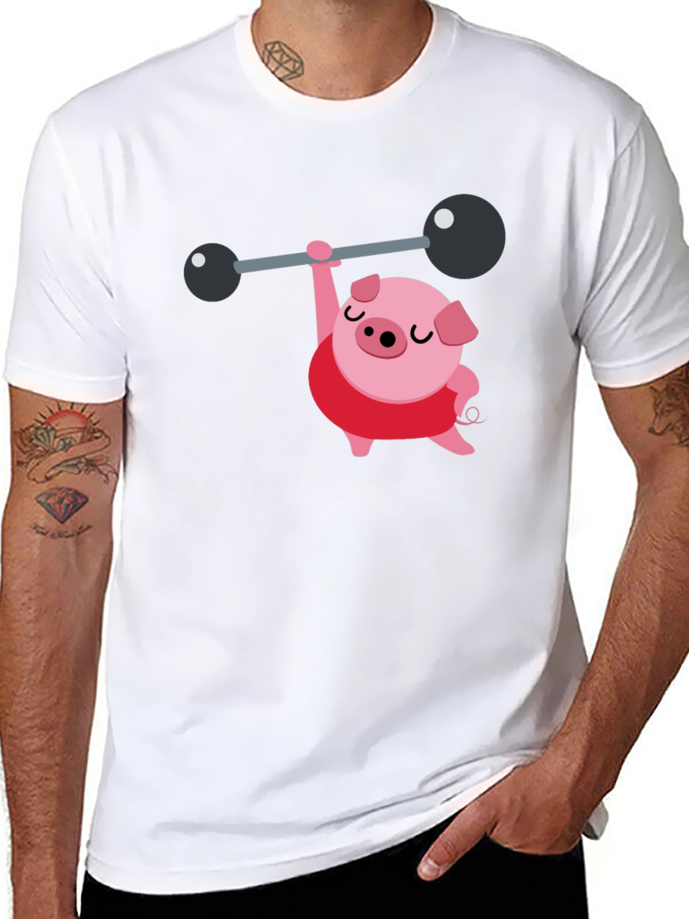 Black Weightlifting Pig Black T-Shirt view 8