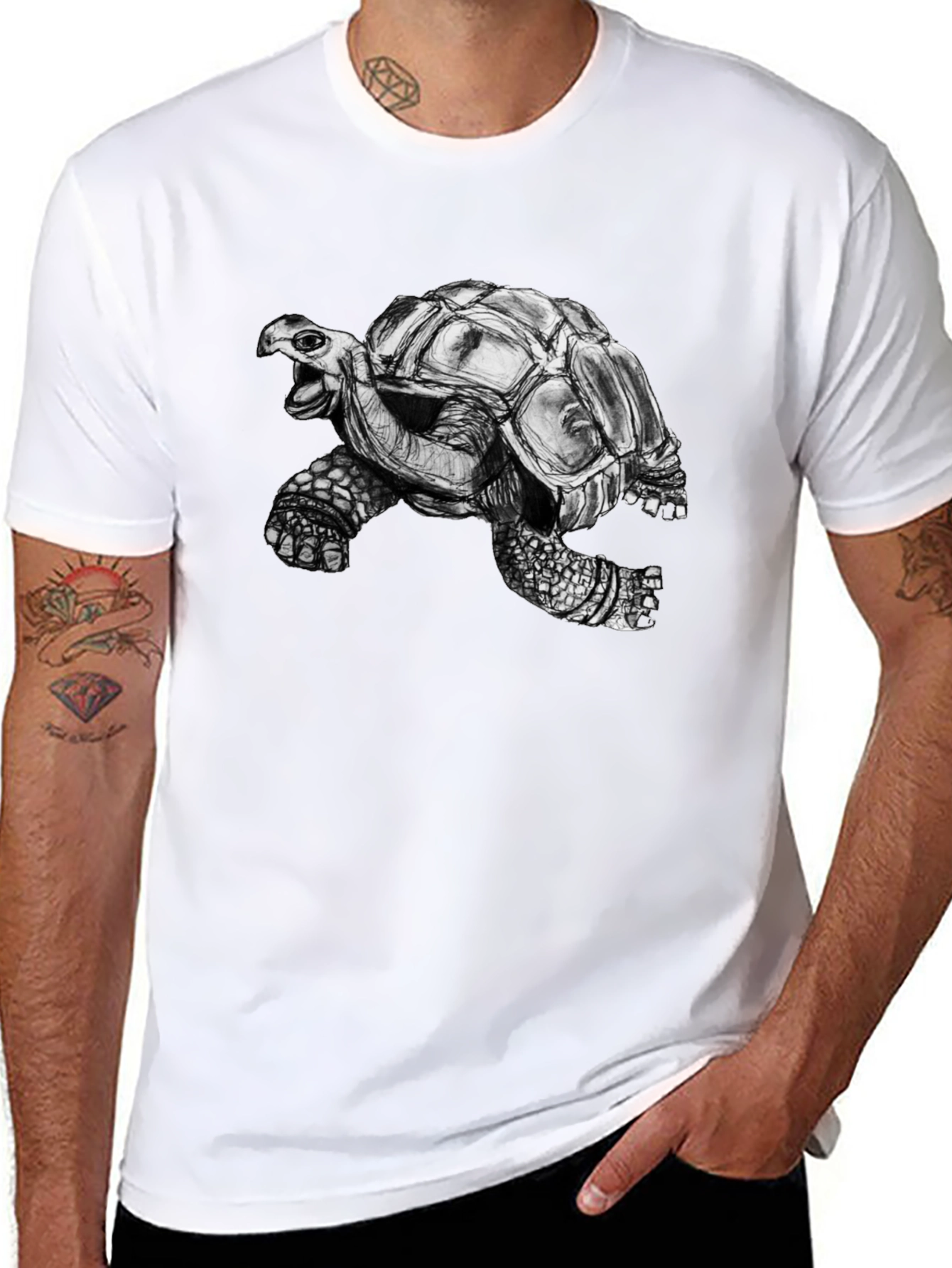 Black Tortoise Graphic Print Black Tee view 8