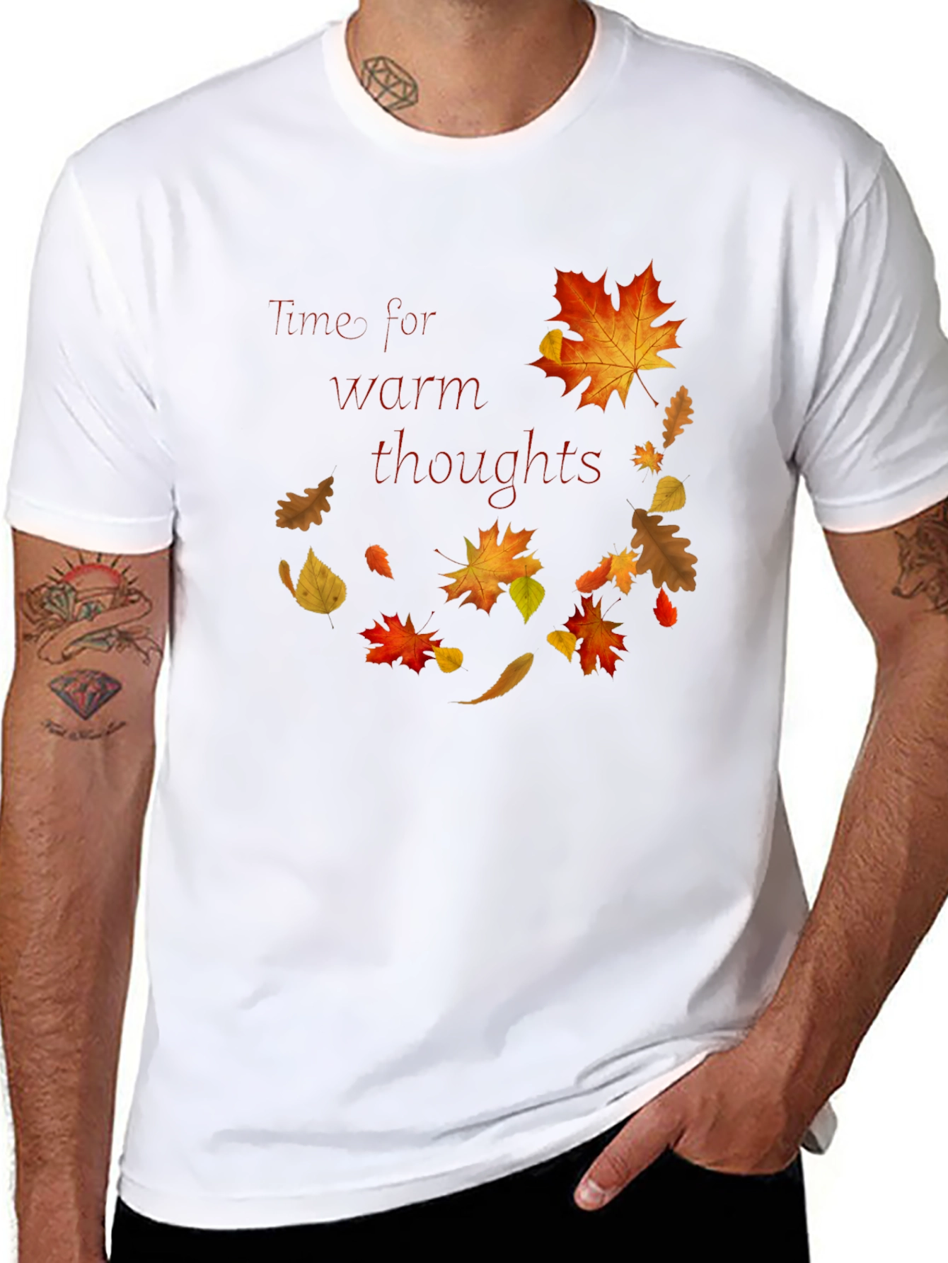 Black Warm Thoughts Autumn Leaf T-Shirt view 8