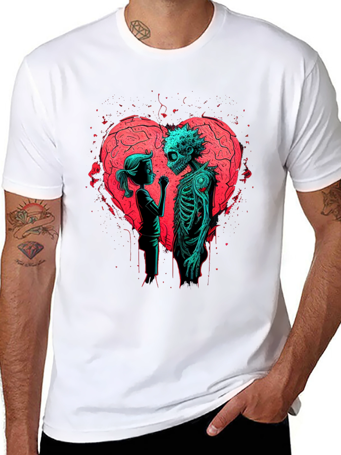 Black Zombie Love Graphic T-Shirt - Halloween, Spooky Season view 8