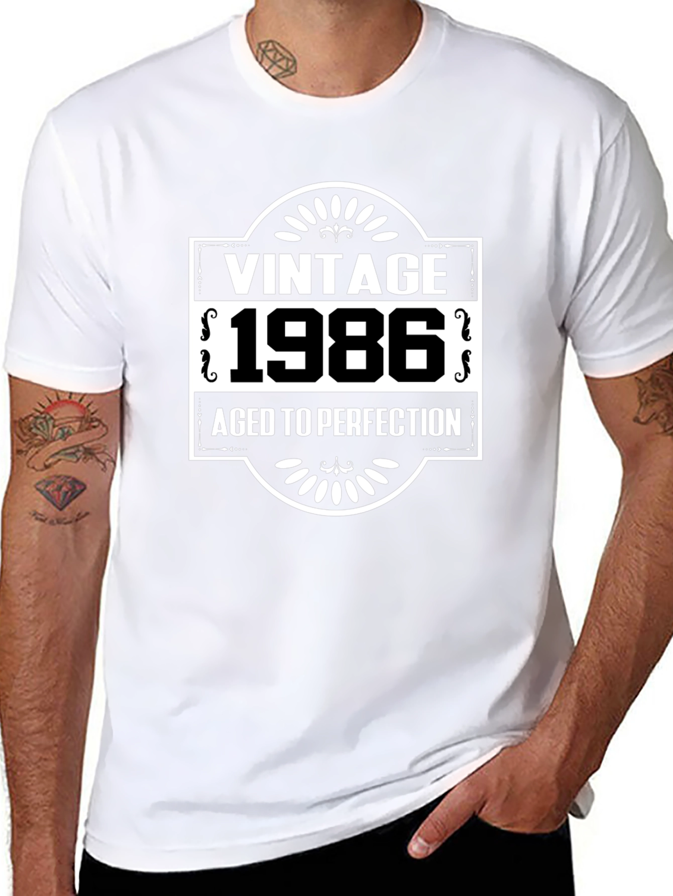 Black Vintage 1986 Aged to Perfection Graphic Tee view 8