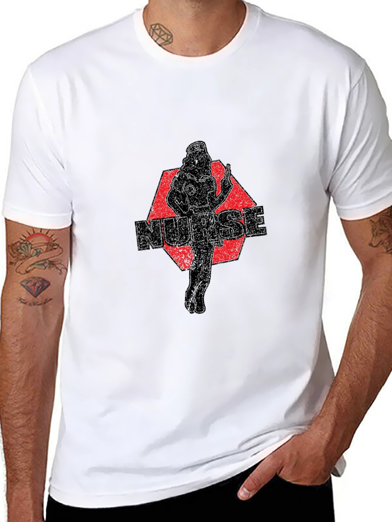 Black Nurse Graphic Tee - Black Unisex T-Shirt view 8