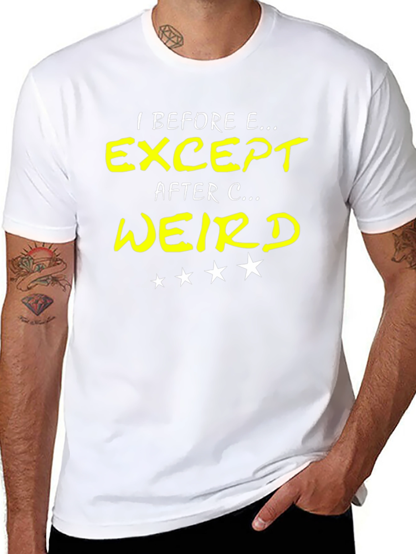 Black I Before E T-Shirt - Grammar Humor Tee view 8