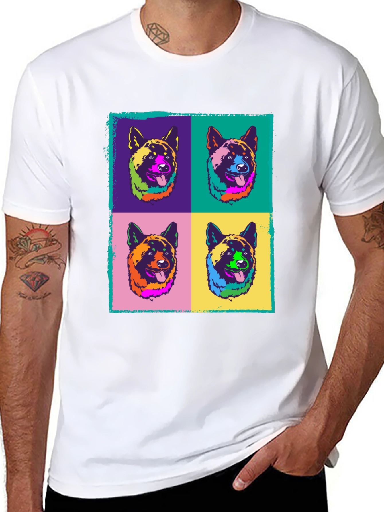 Black Pop Art Dog T-Shirt view 8