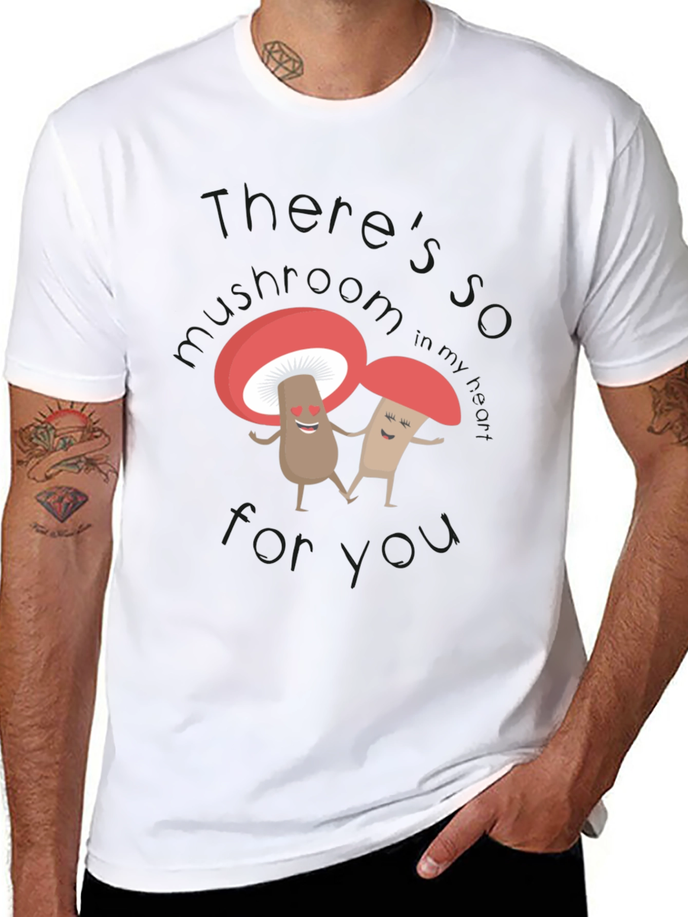 Black Cute Mushroom Lover's Black T-Shirt view 8