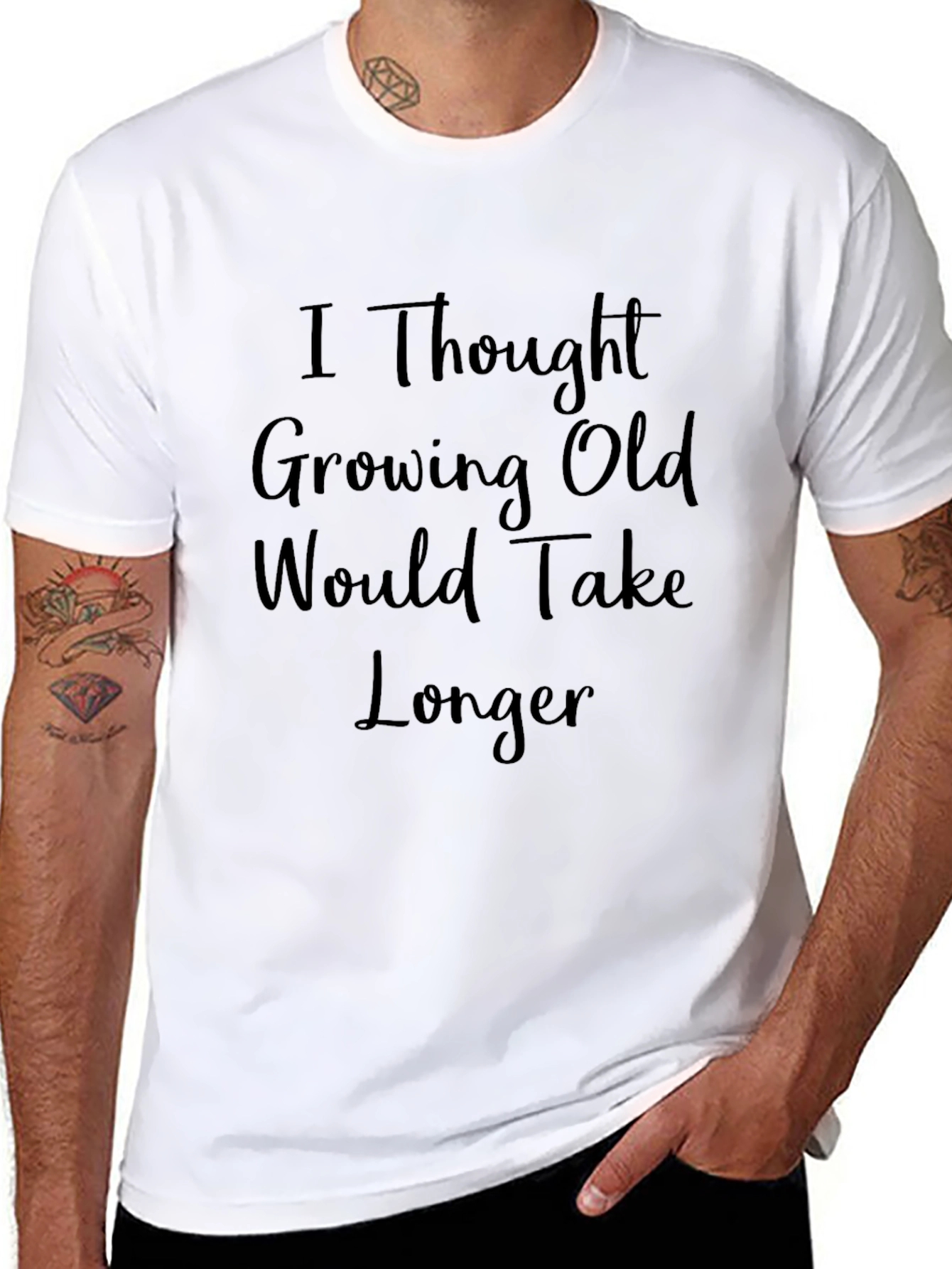 Black Funny Growing Old T-Shirt view 8