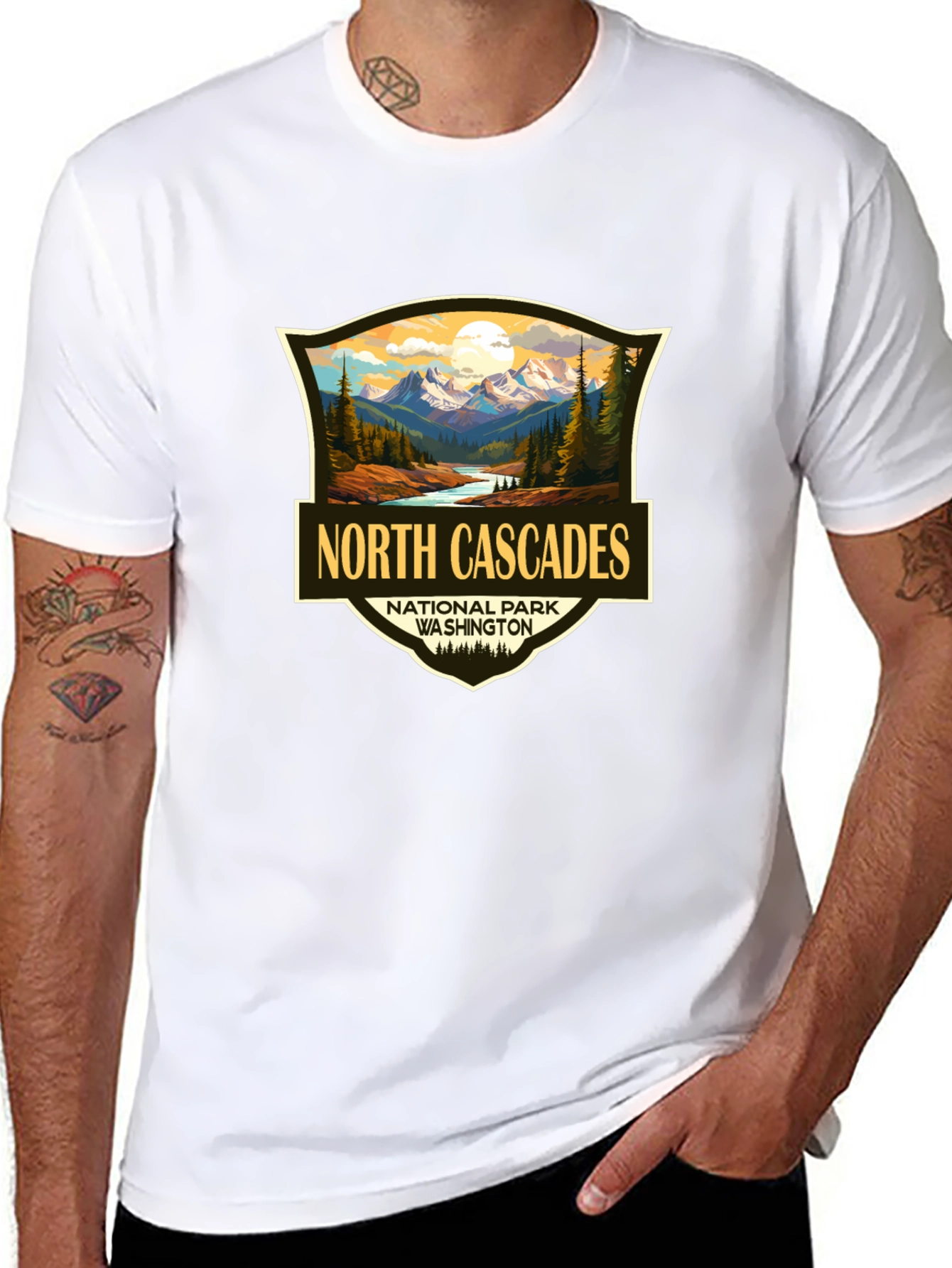 Black North Cascades National Park T-Shirt view 8