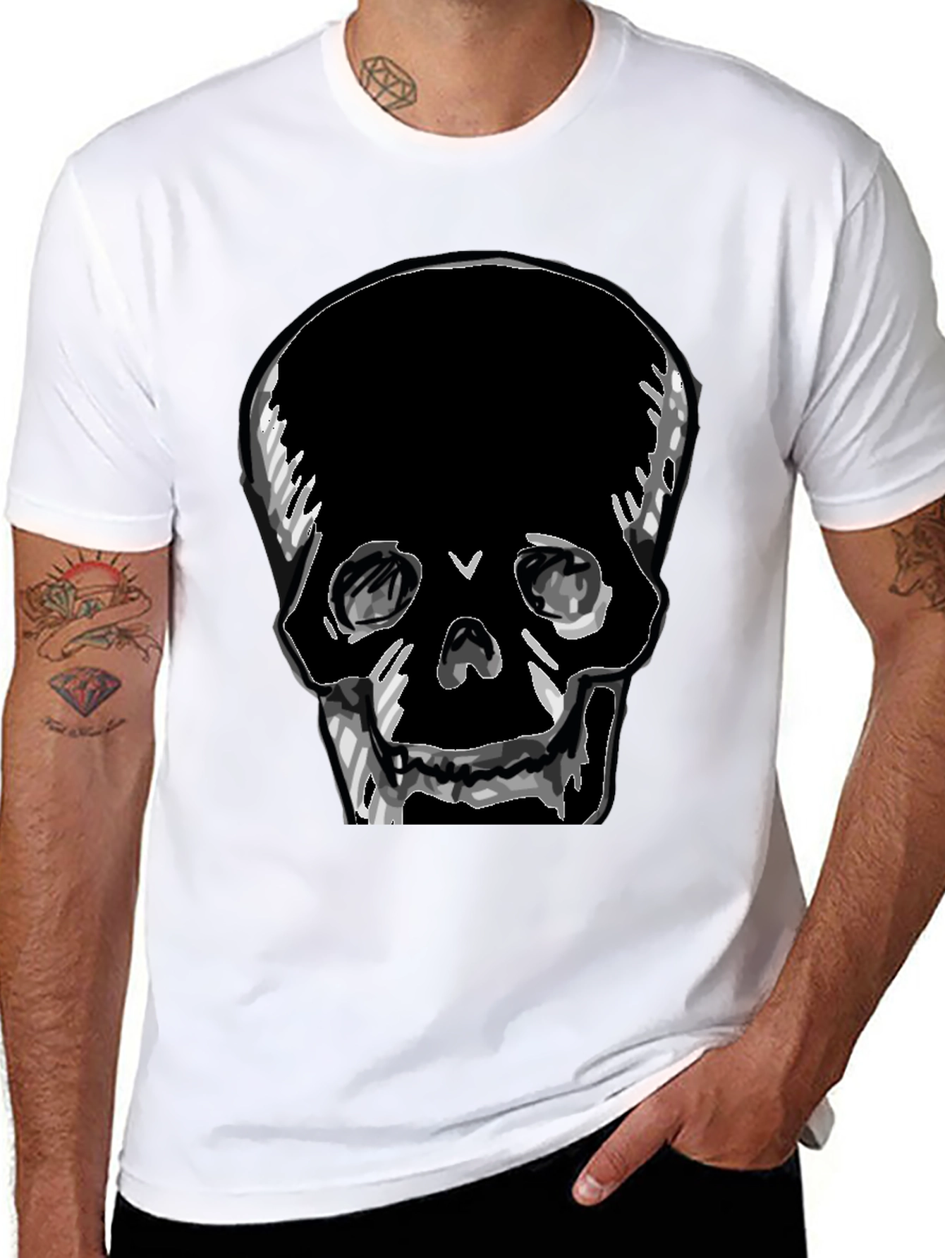 Black Skull Graphic Tee - Men's Black T-Shirt view 8