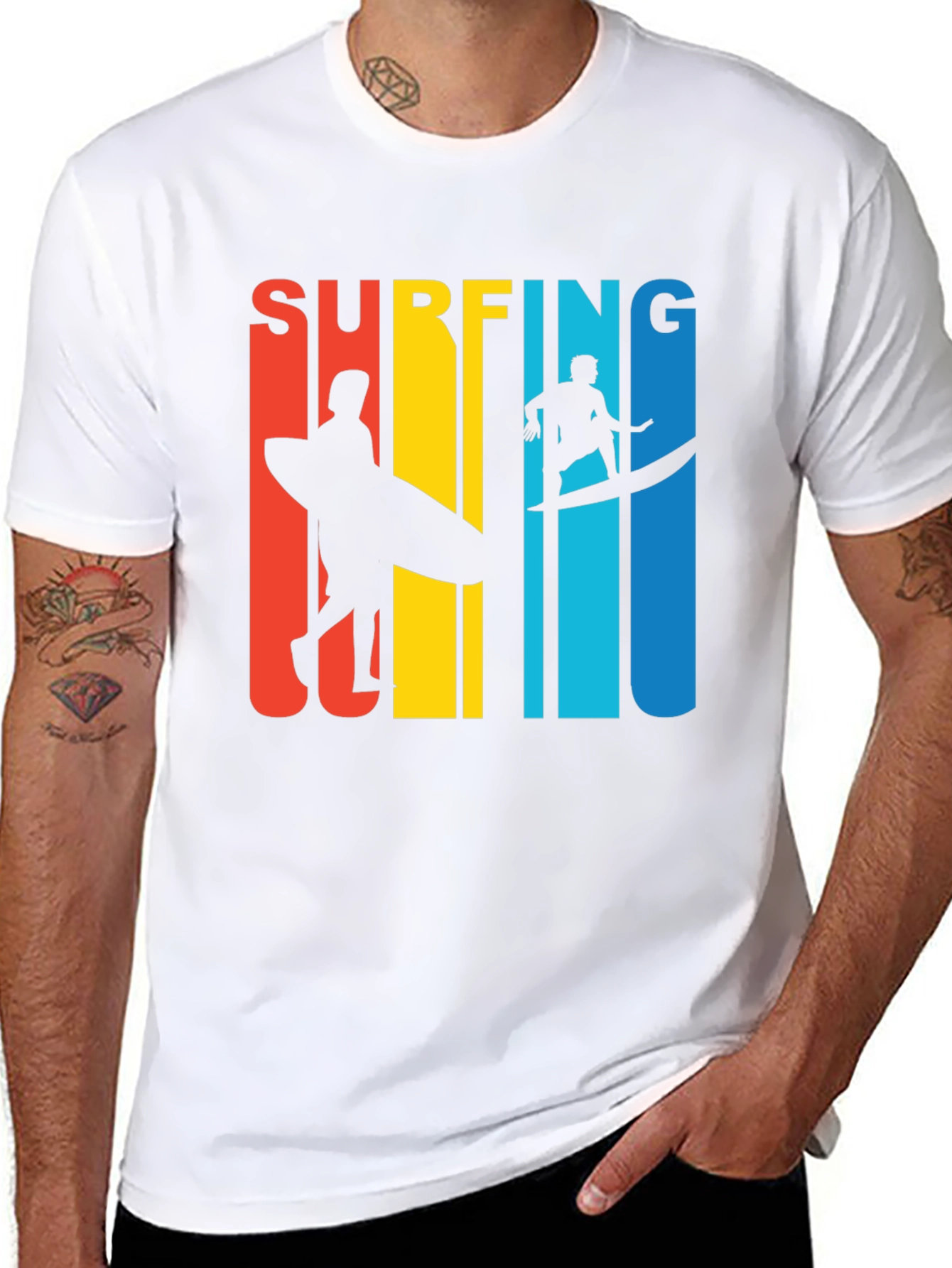 Black Surfing Graphic T-Shirt - Retro Style view 8