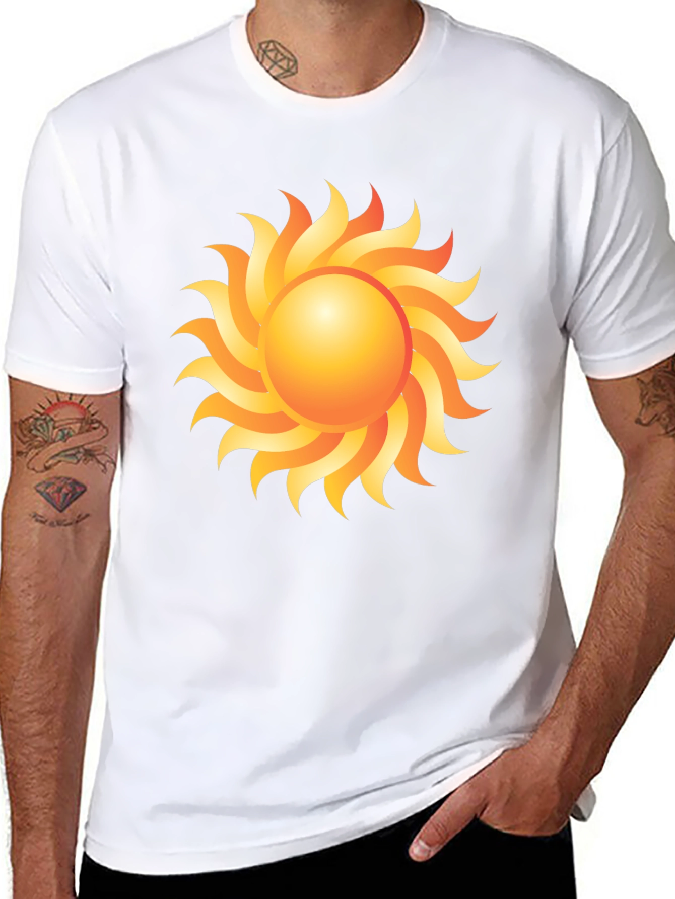Black Sunburst Graphic Tee - Black Cotton Blend view 8