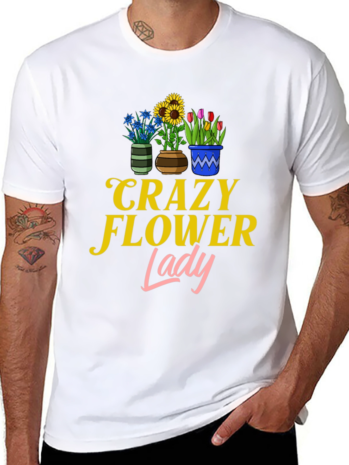 Black Crazy Flower Lady Graphic T-Shirt view 8