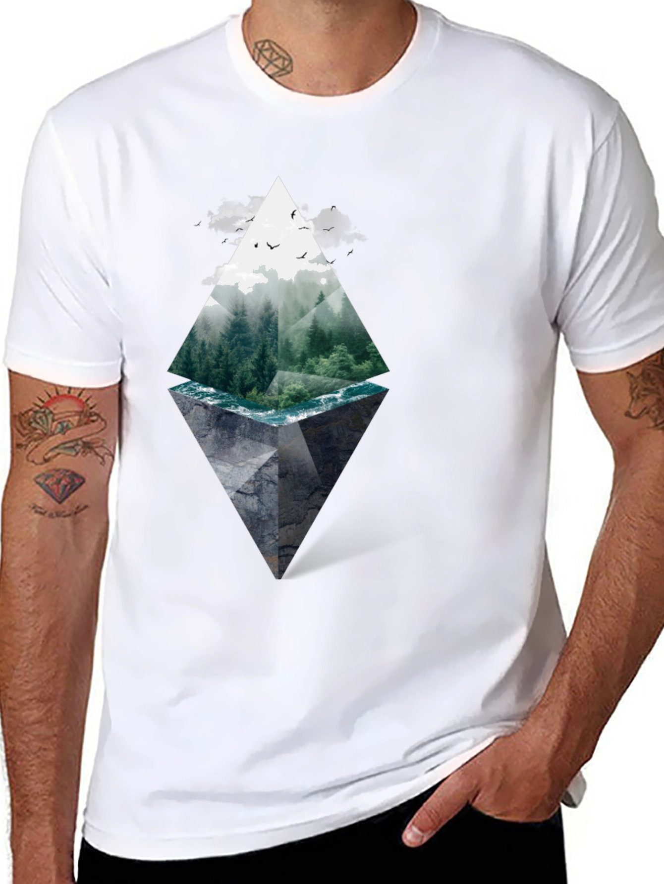 Black Nature Diamond Graphic Tee - Black view 8