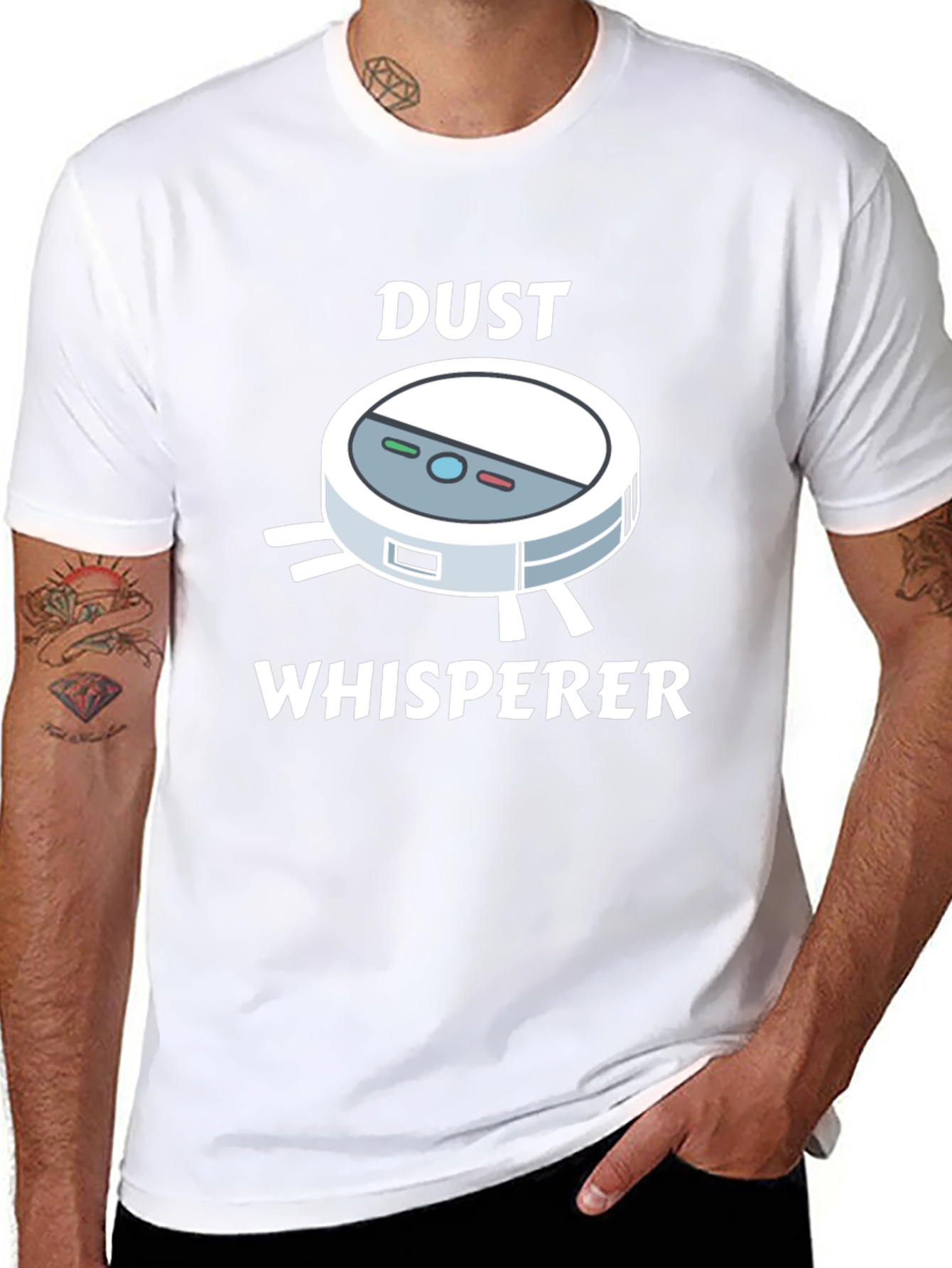 Black Dust Whisperer T-Shirt - Robot Vacuum Humor view 8