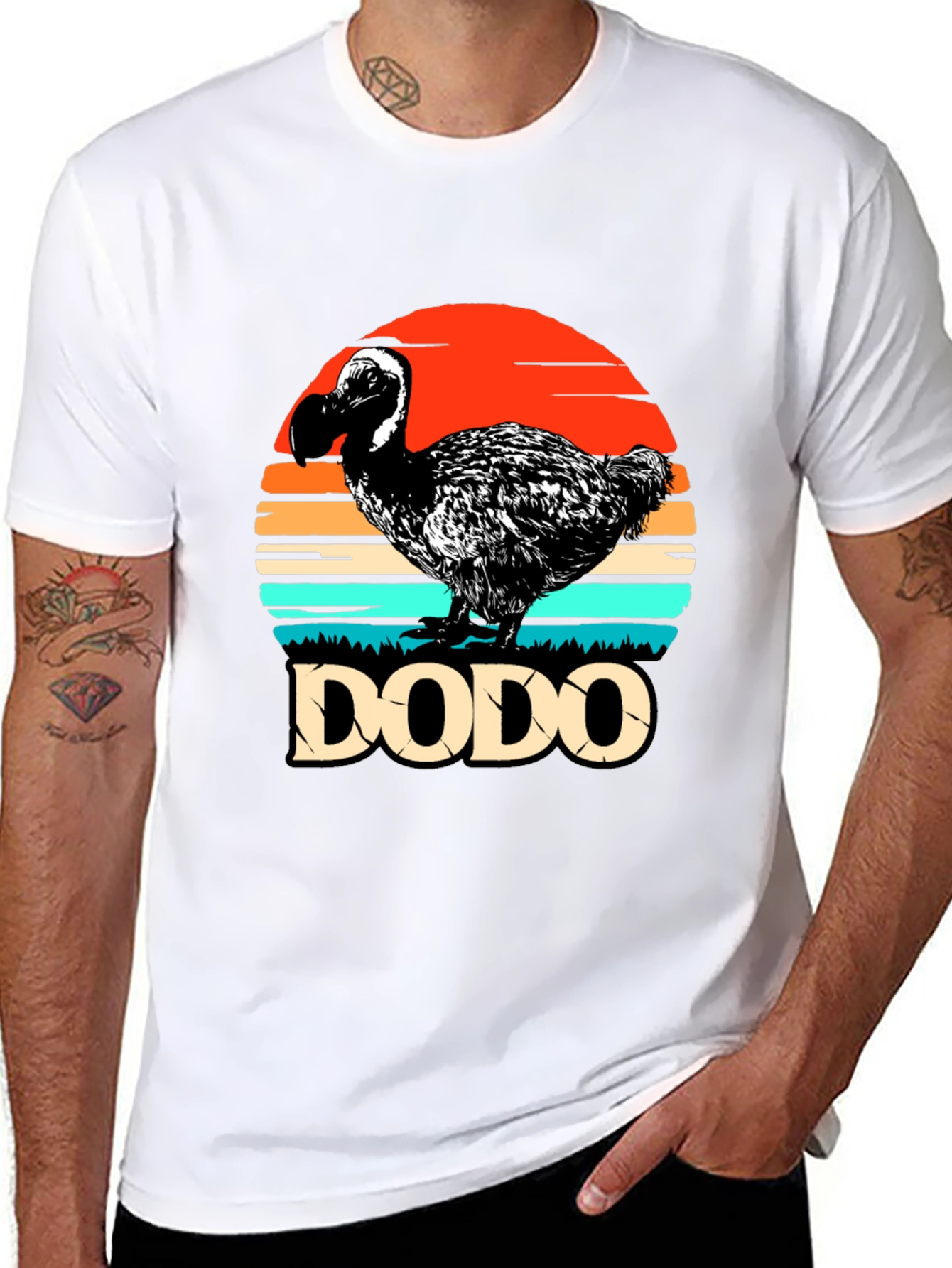 Black Retro Dodo Bird T-Shirt view 8