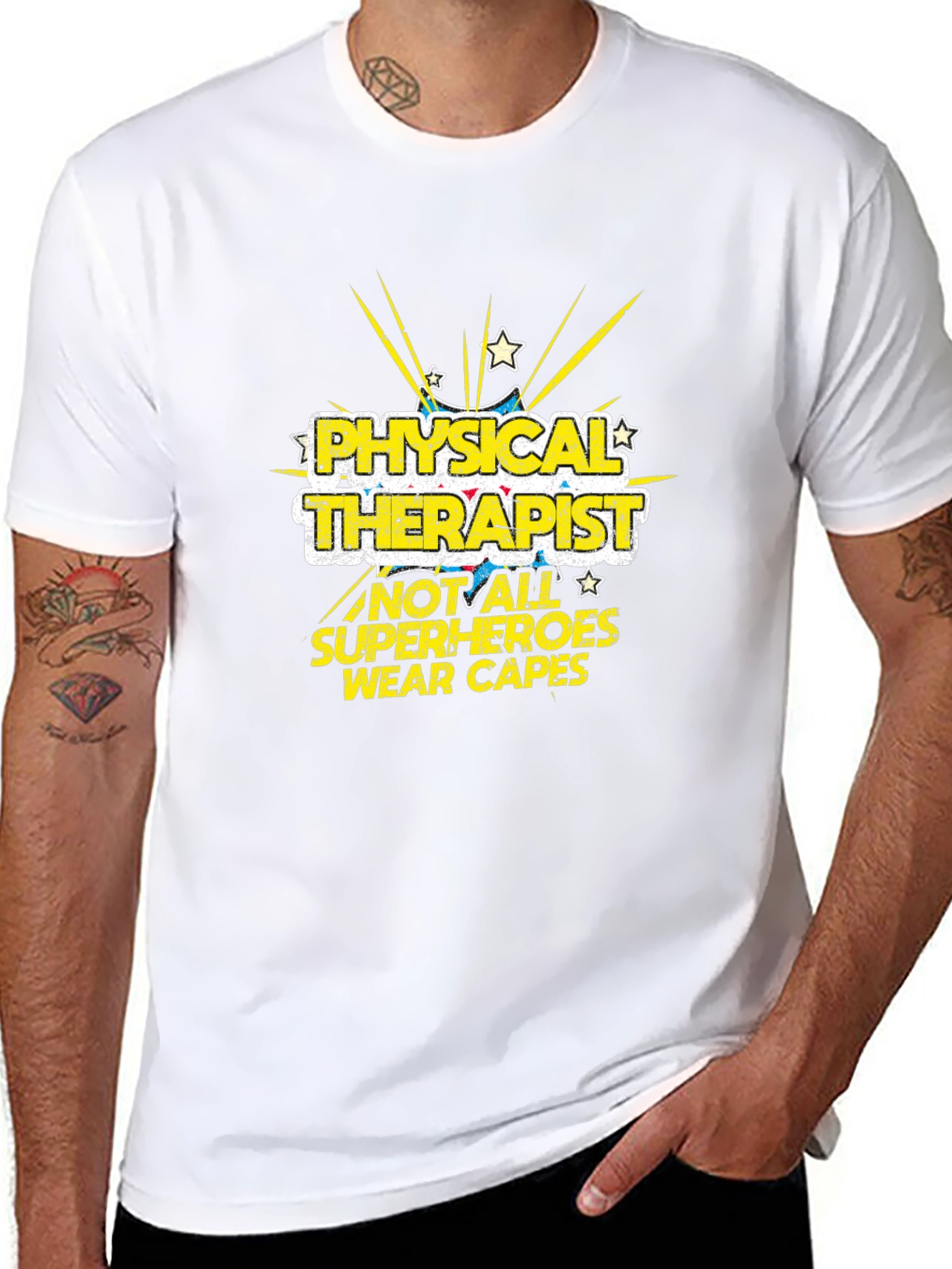 Black Physical Therapist Superhero Graphic Tee - Black view 8