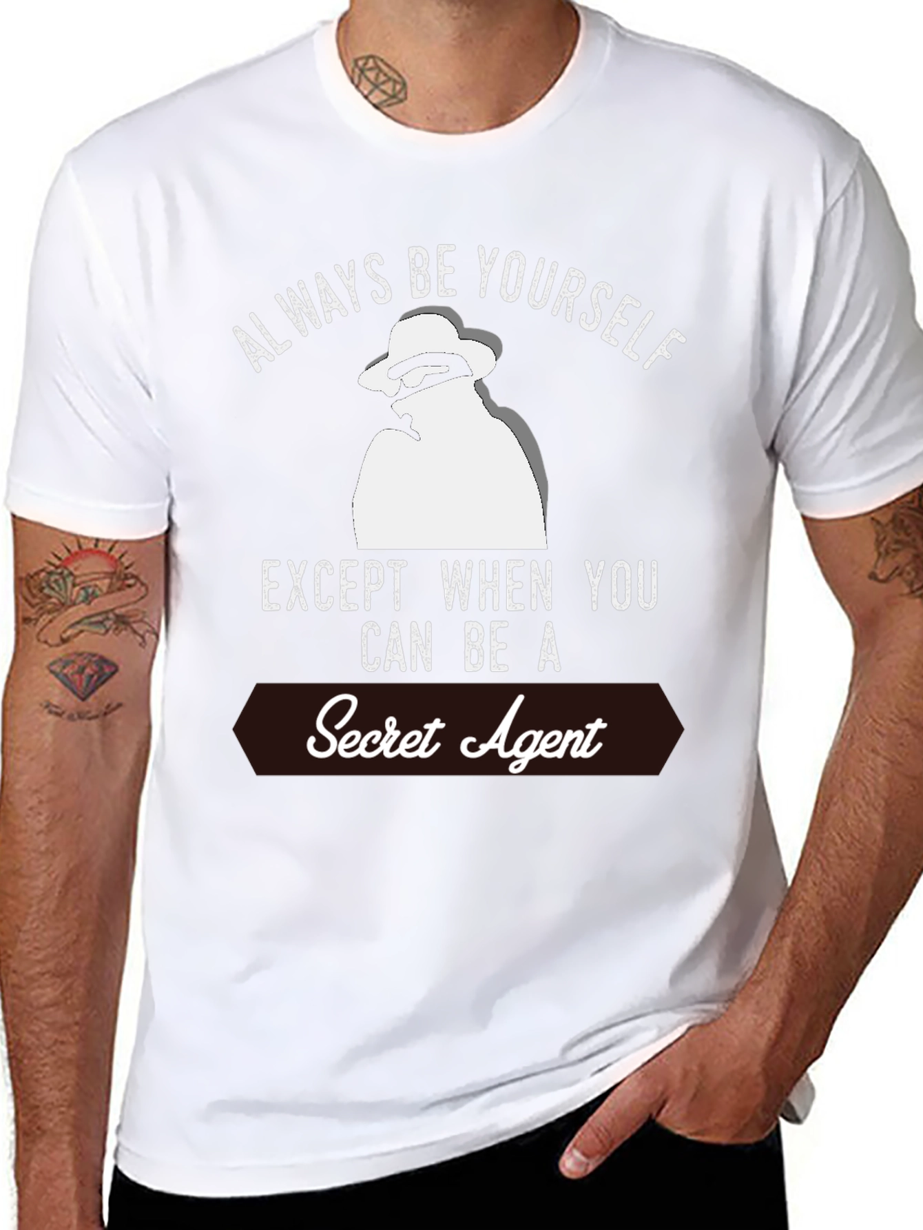 Black Secret Agent Graphic T-Shirt - Always Be Yourself Tee view 8