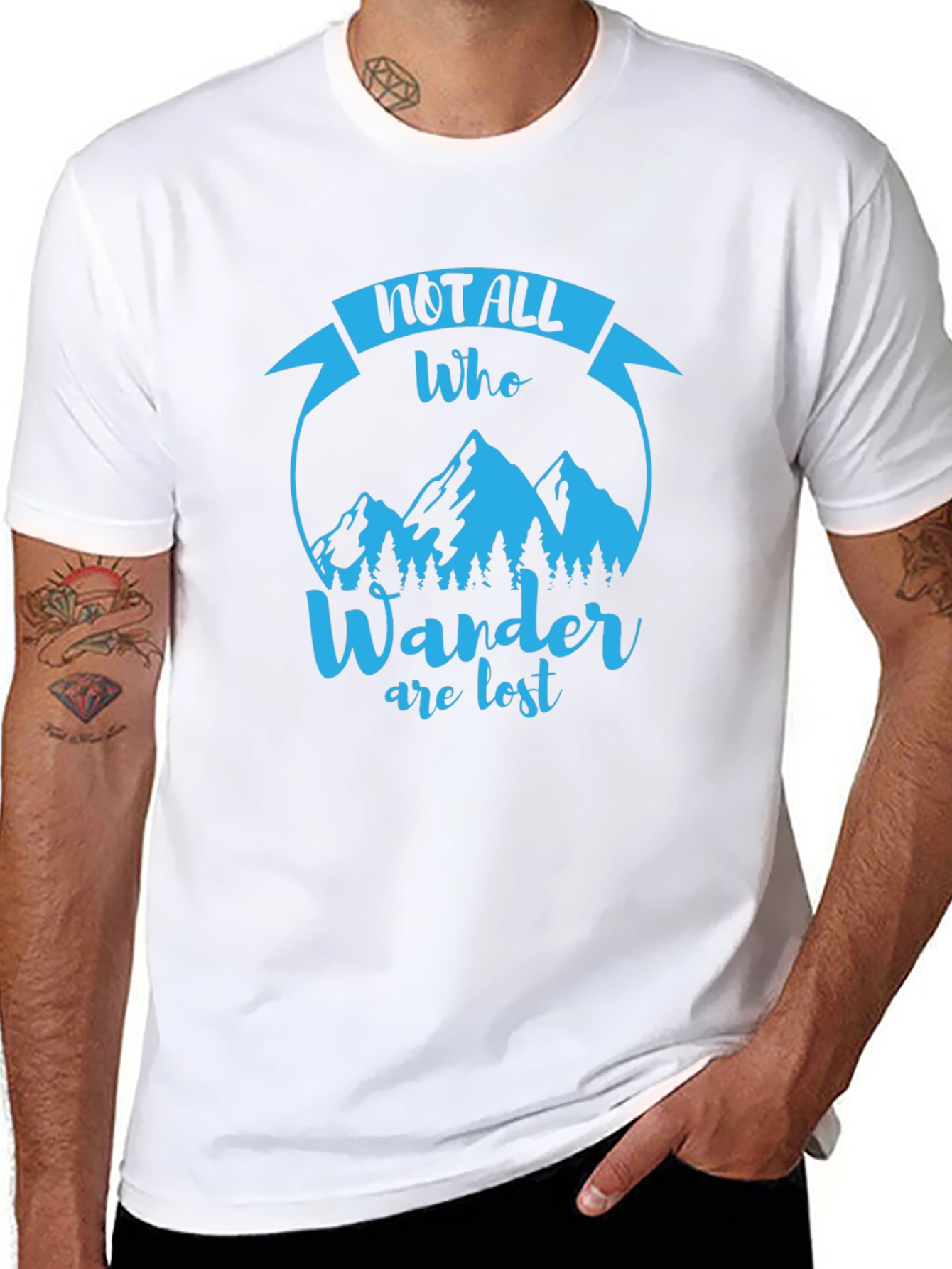 Black Wanderlust T-Shirt - Not All Who Wander Are Lost view 8