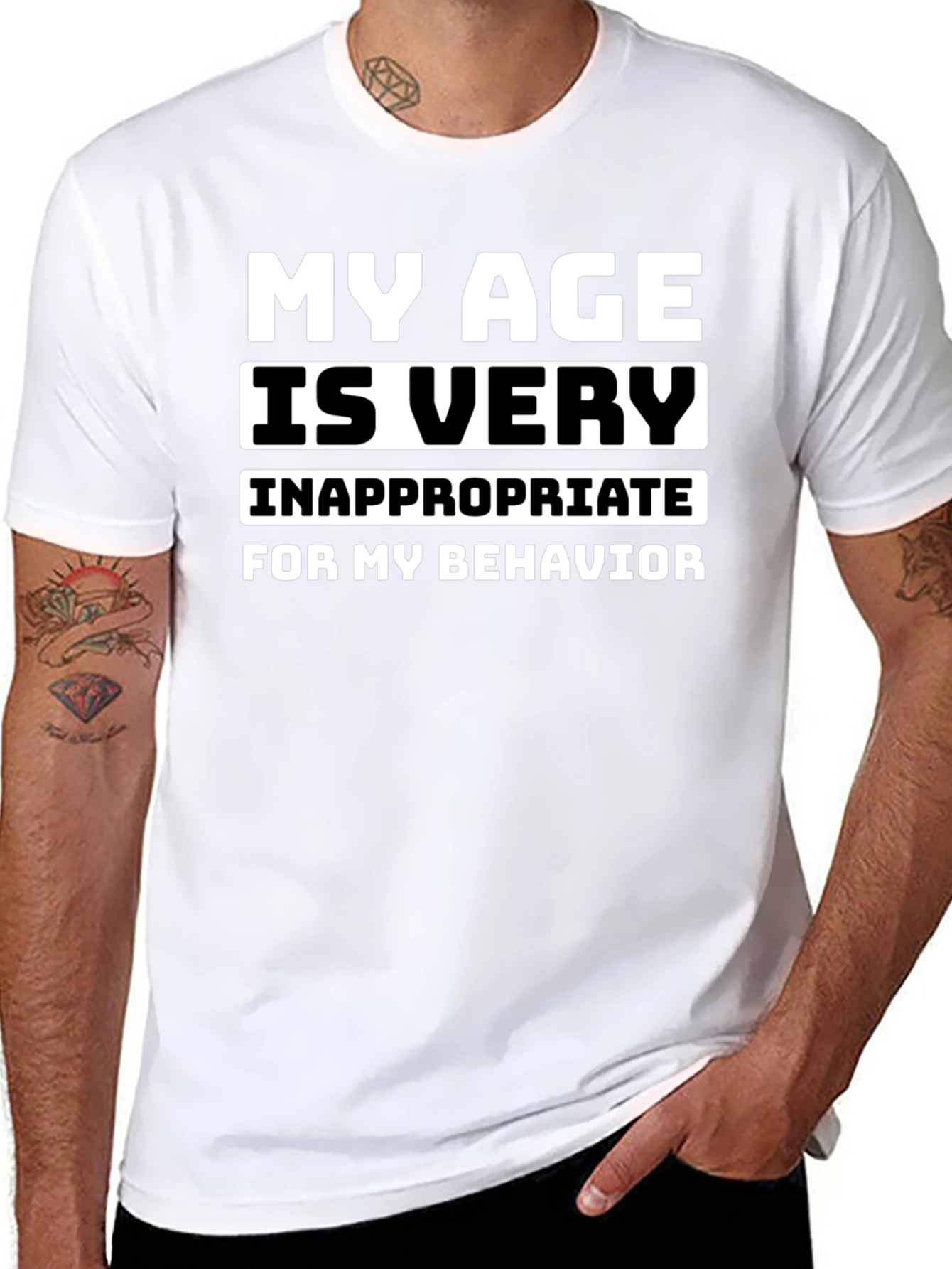 Black My Age is Very Inappropriate T-Shirt view 8