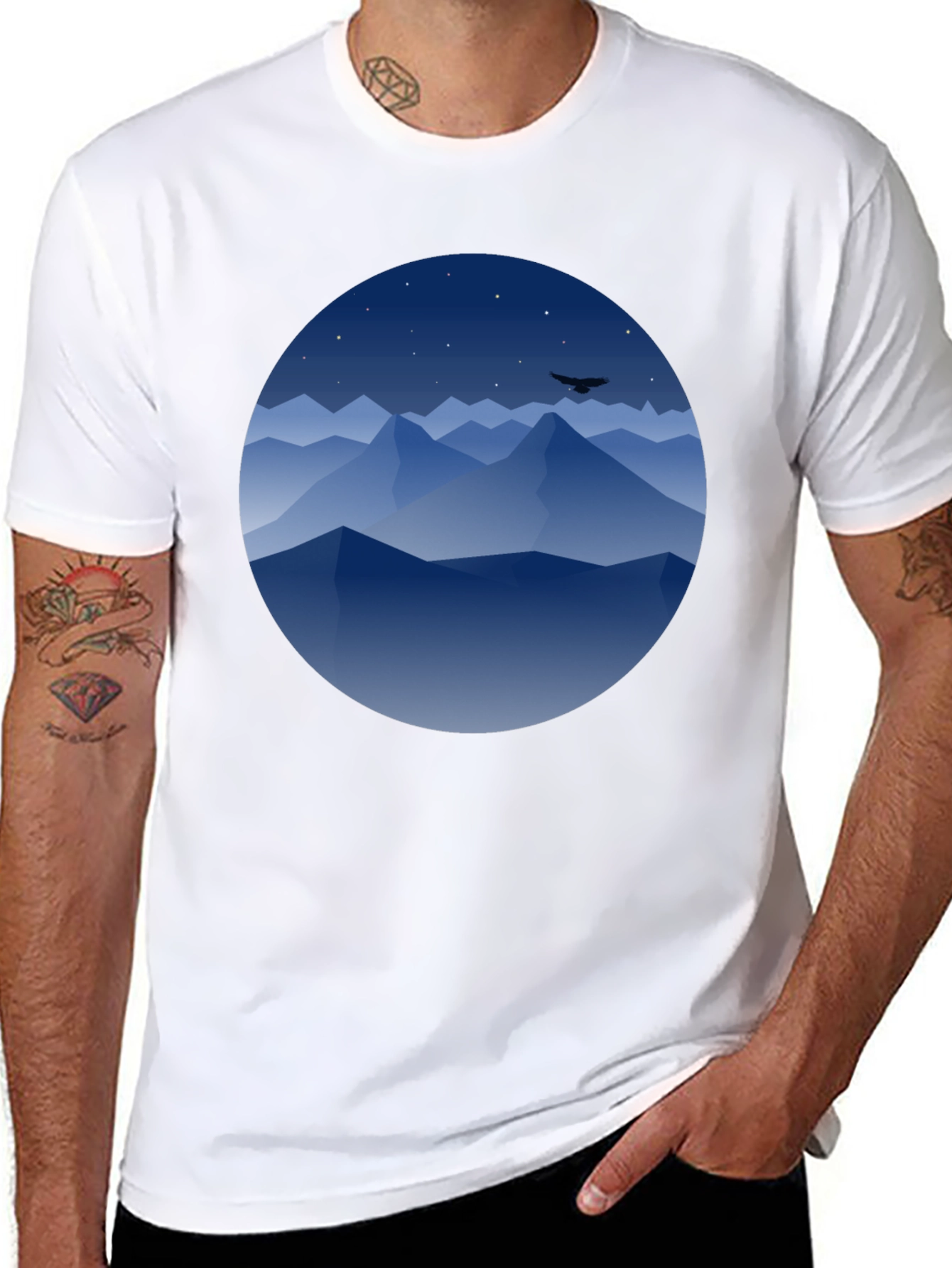 Mountains at Night Graphic Tee - Black - 8