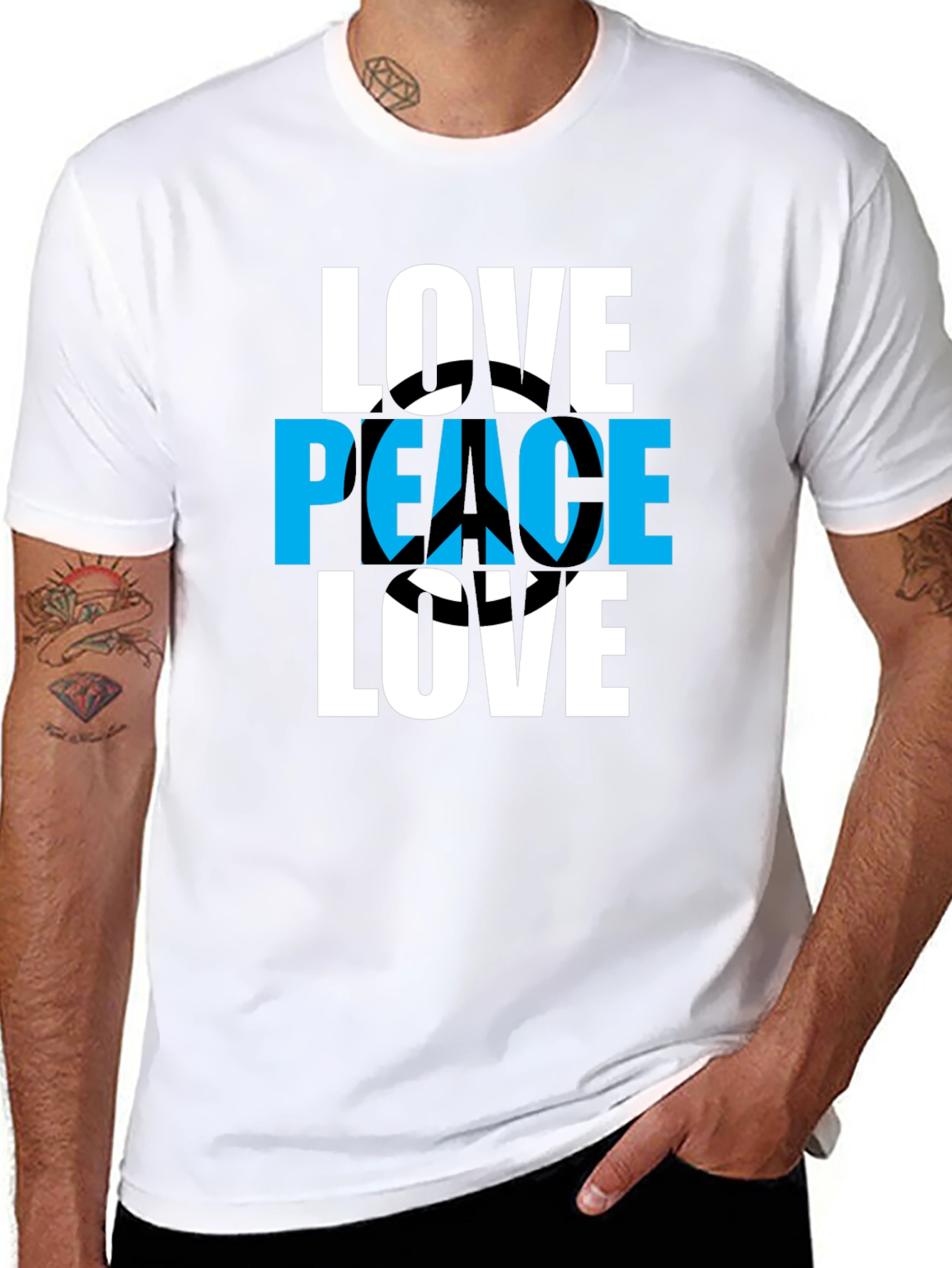 Black Love Peace T-Shirt - Stylish Graphic Tee view 8