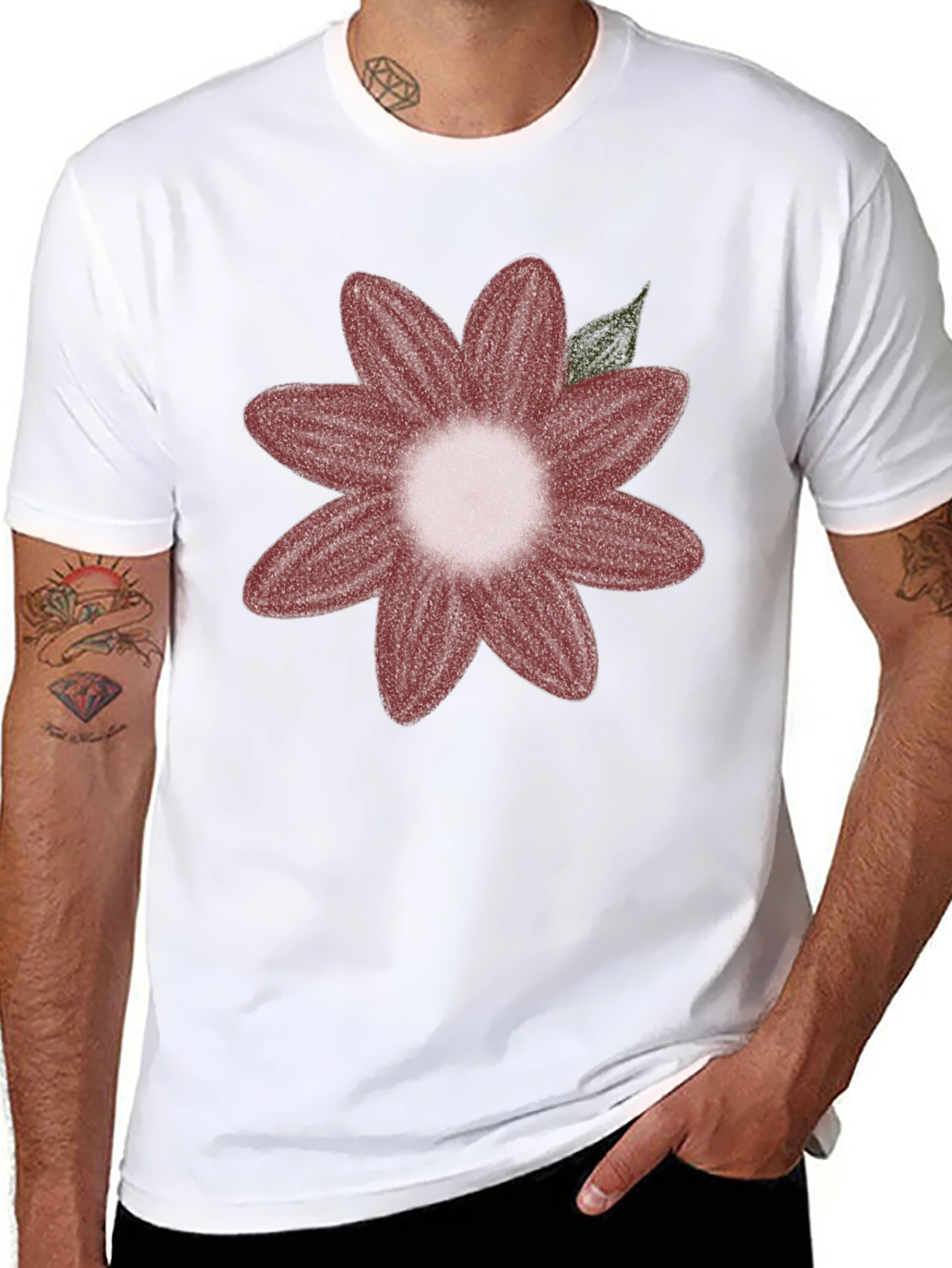 Black Floral Graphic Tee - Black Cotton Blend view 8