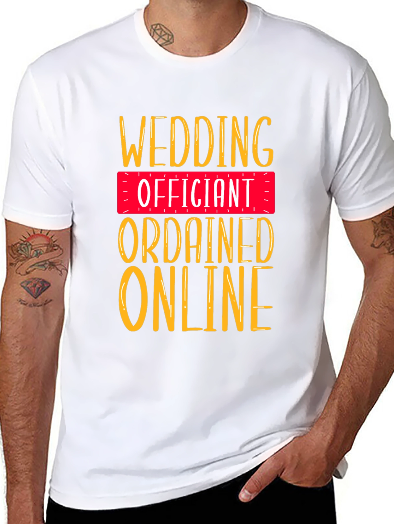 Black Wedding Officiant T-Shirt - Ordained Online view 8