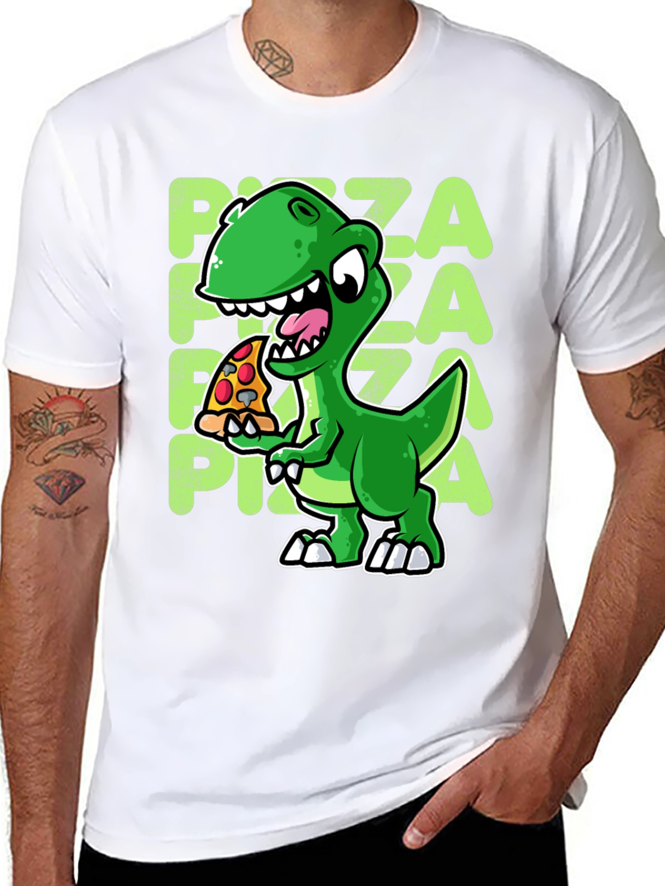 Black Dino Pizza T-Shirt - Cute Cartoon Design view 8