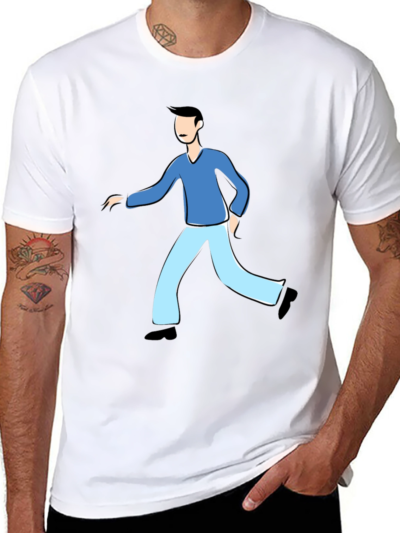 Black Black Cartoon Man T-Shirt view 8