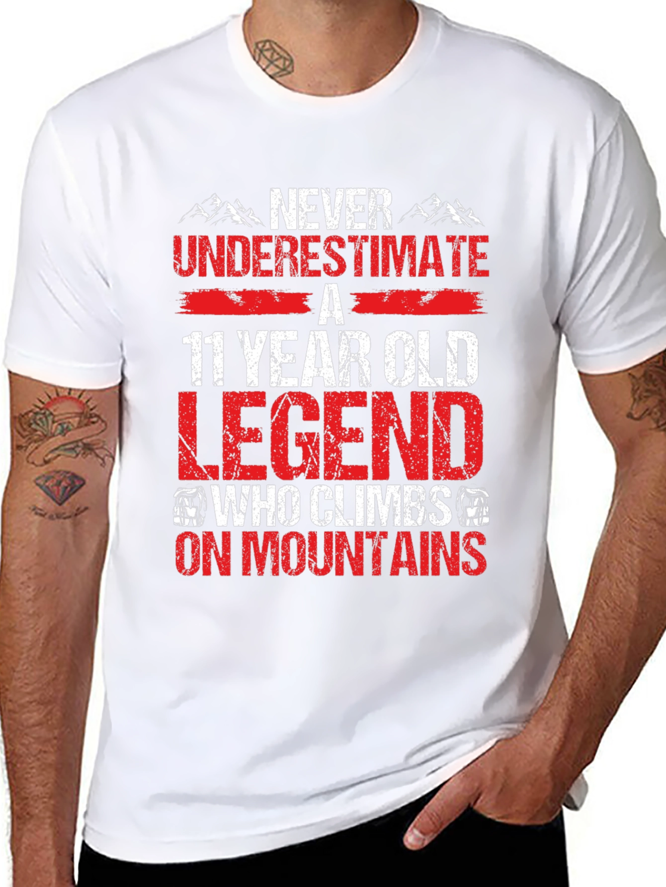 Black 11 Year Old Legend T-Shirt: Climbs Mountains view 8