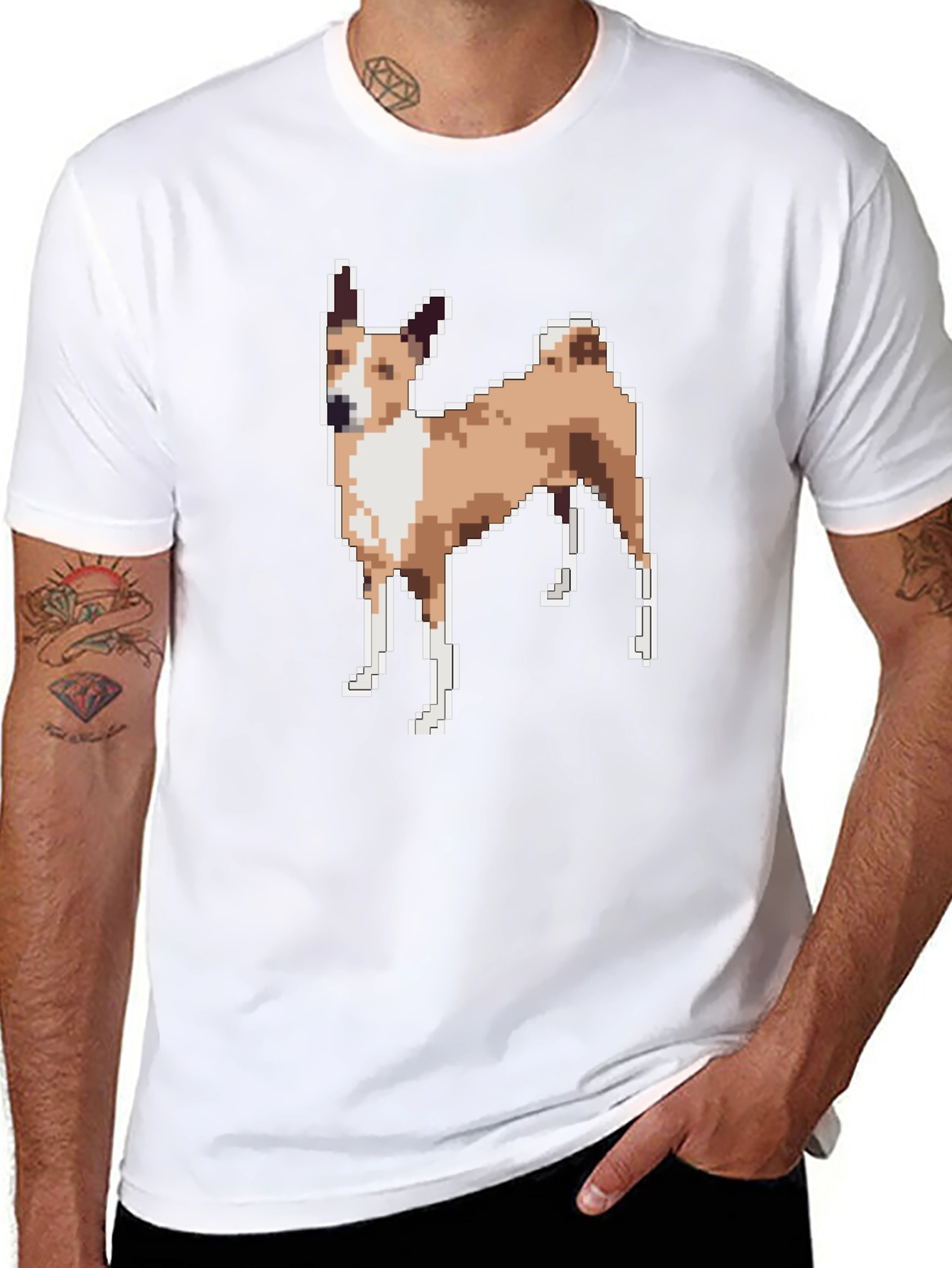 Black Pixelated Dog Graphic Tee - Black Unisex T-Shirt view 8