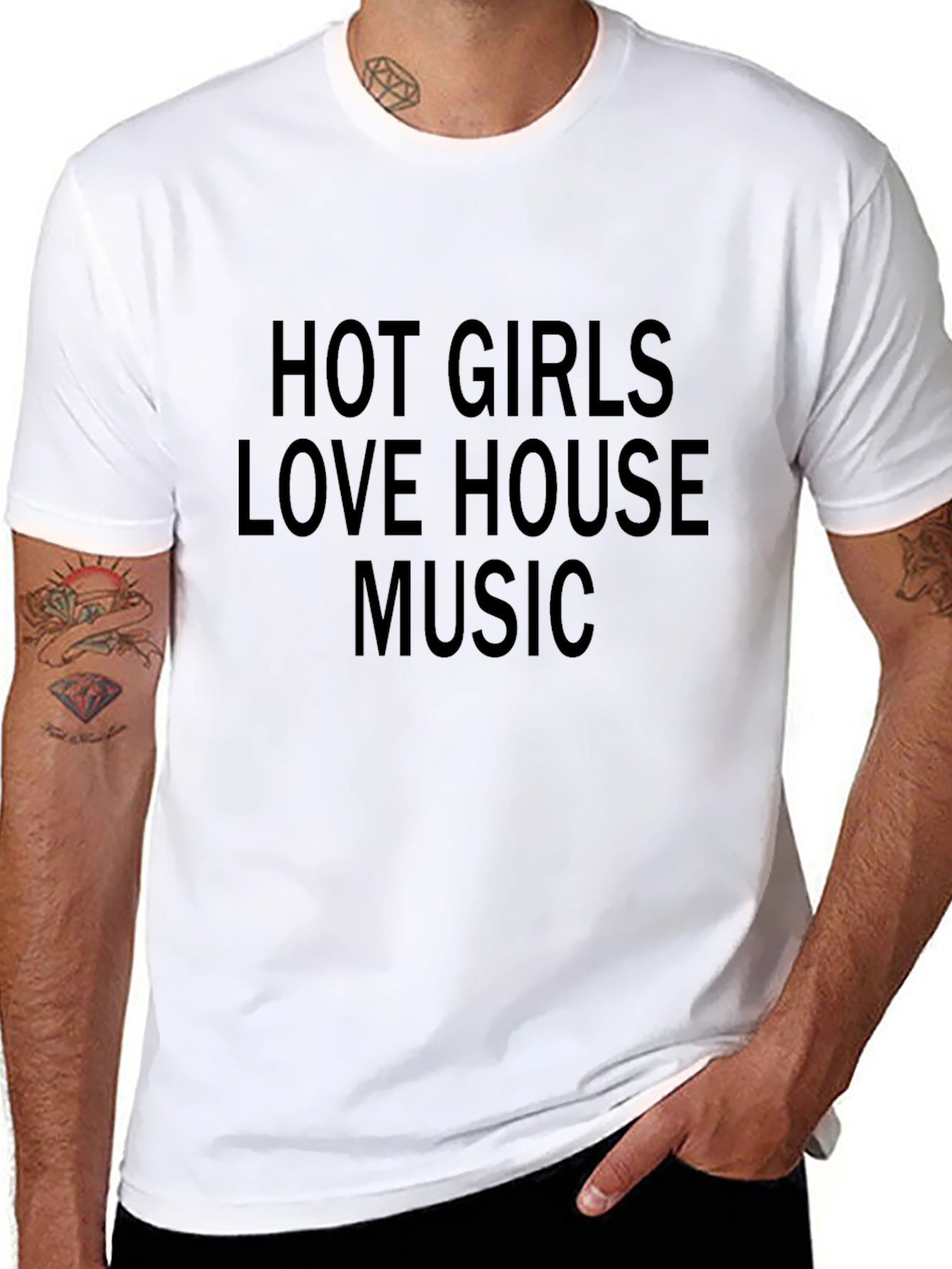 Black Hot Girls Love House Music Black T-Shirt view 8