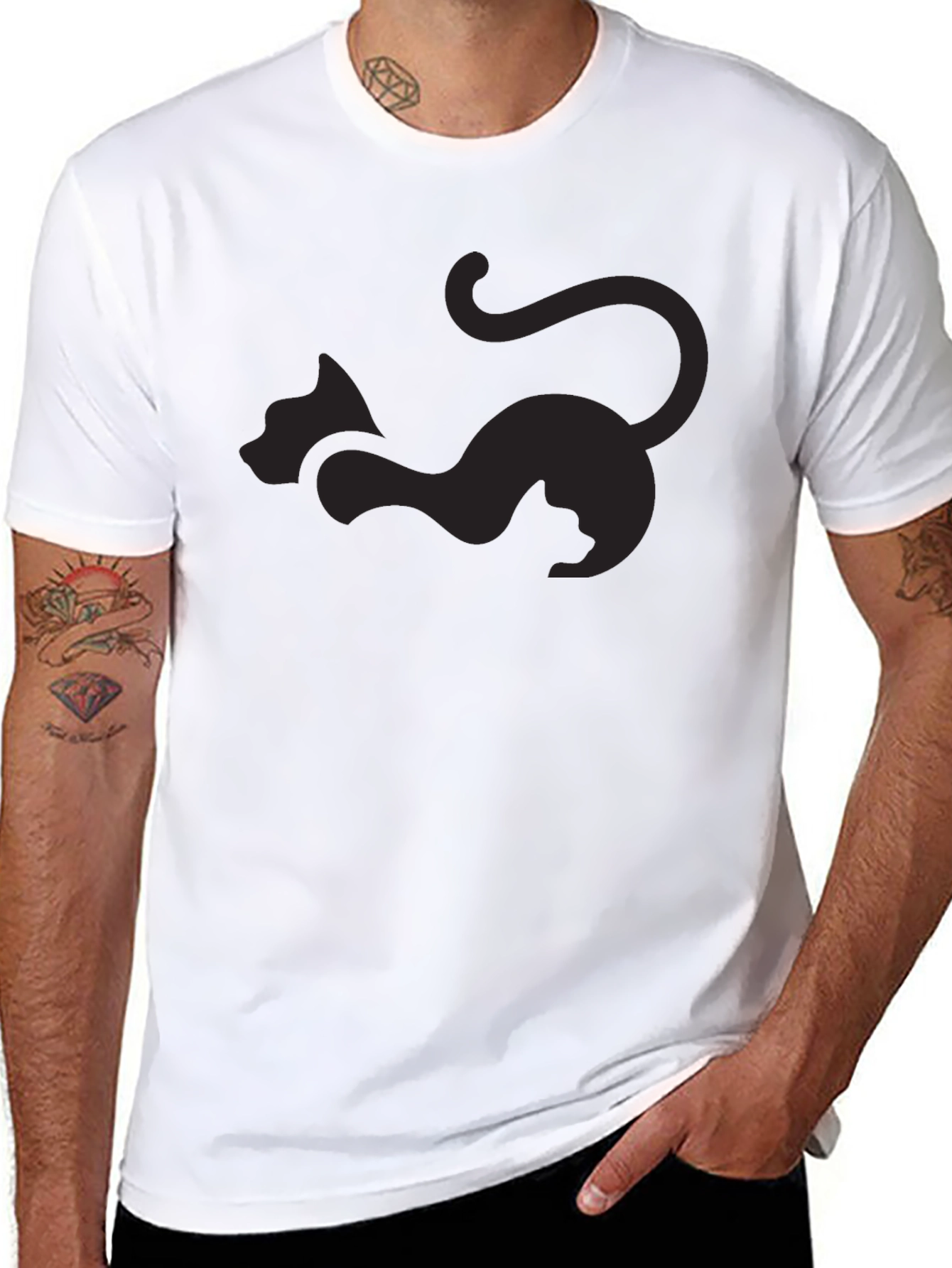 Black Black Cat Silhouette T-Shirt - Sleek and Stylish Design view 8